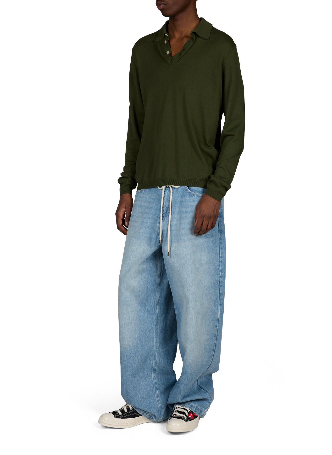 Long-sleeved cotton polo shirt FACONNABLE Khaki