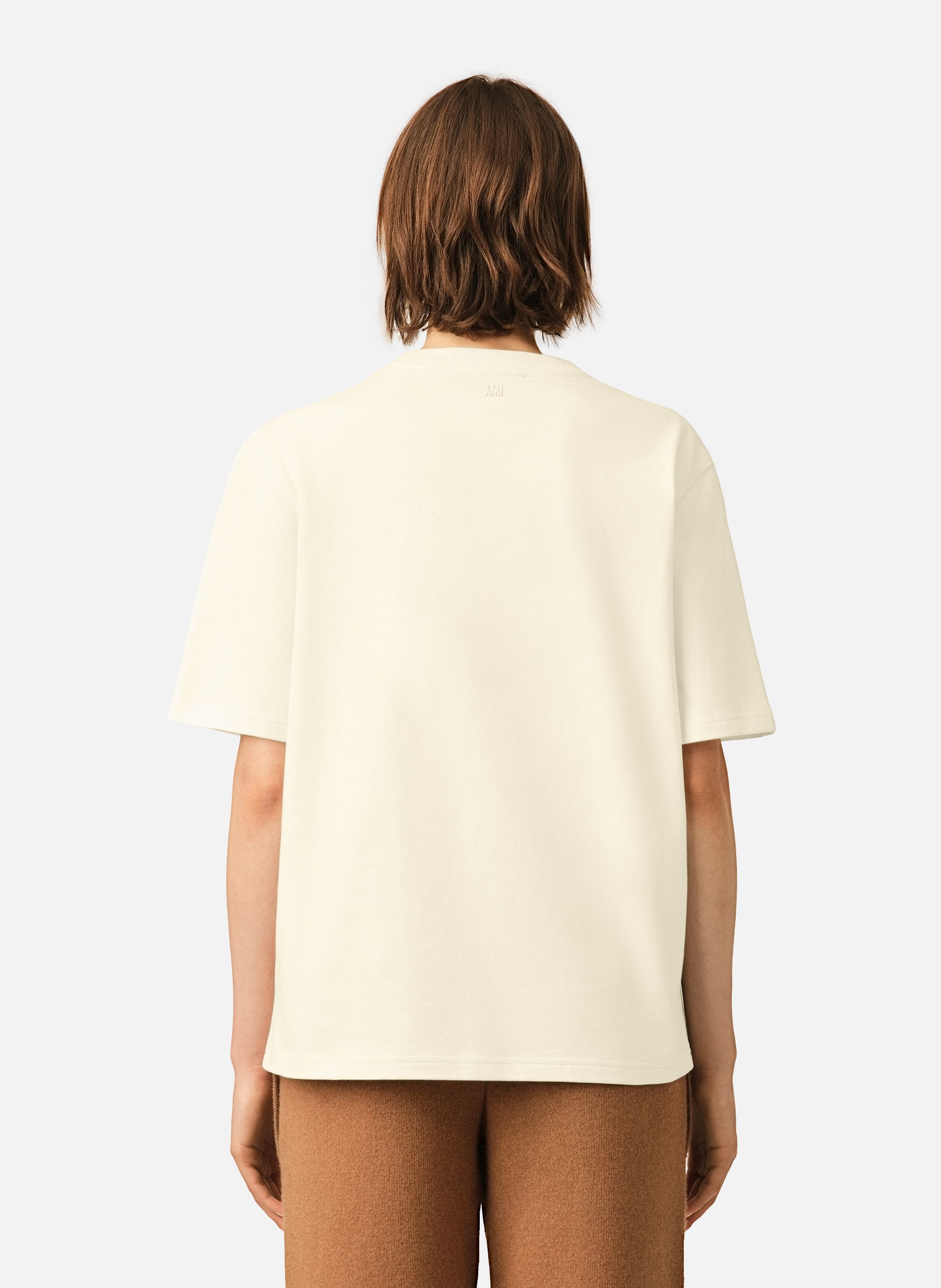 T-shirt unisexe en coton ami de coeur embossé AMI PARIS Blanc
