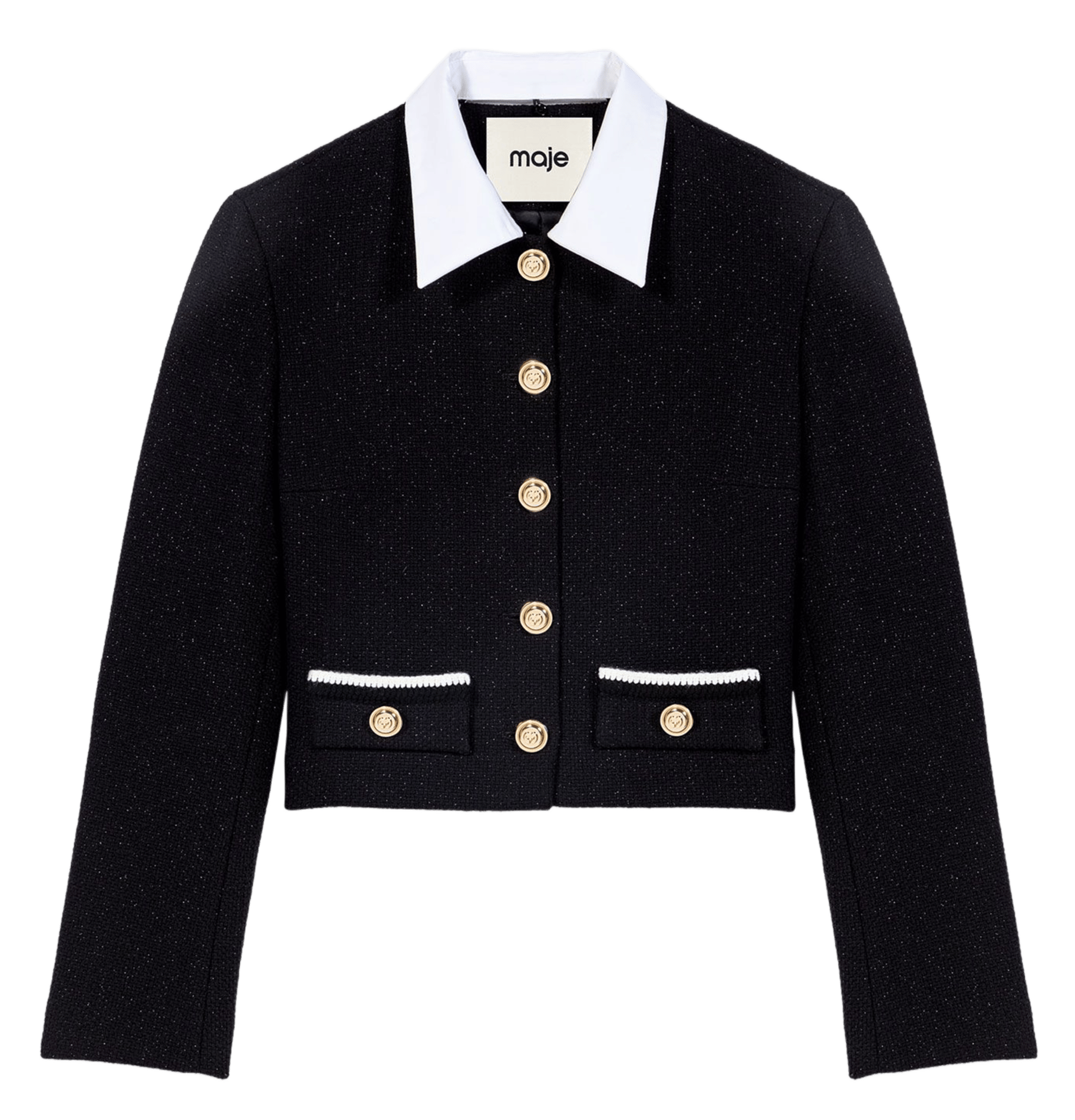 Veste courte ajustée en coton mélangé MAJE Noir
