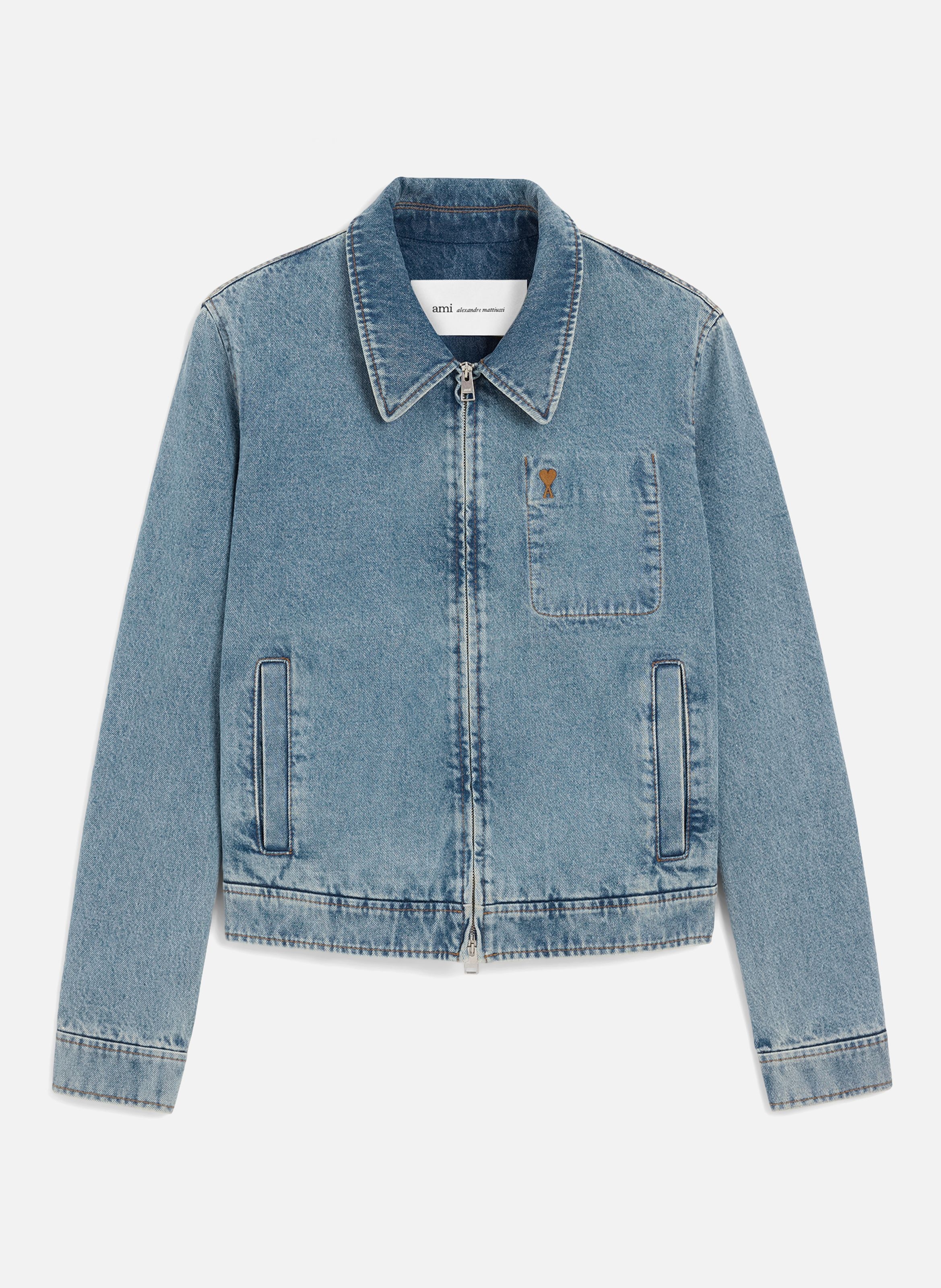Blouson zippé ami de coeur en coton AMI PARIS Bleu