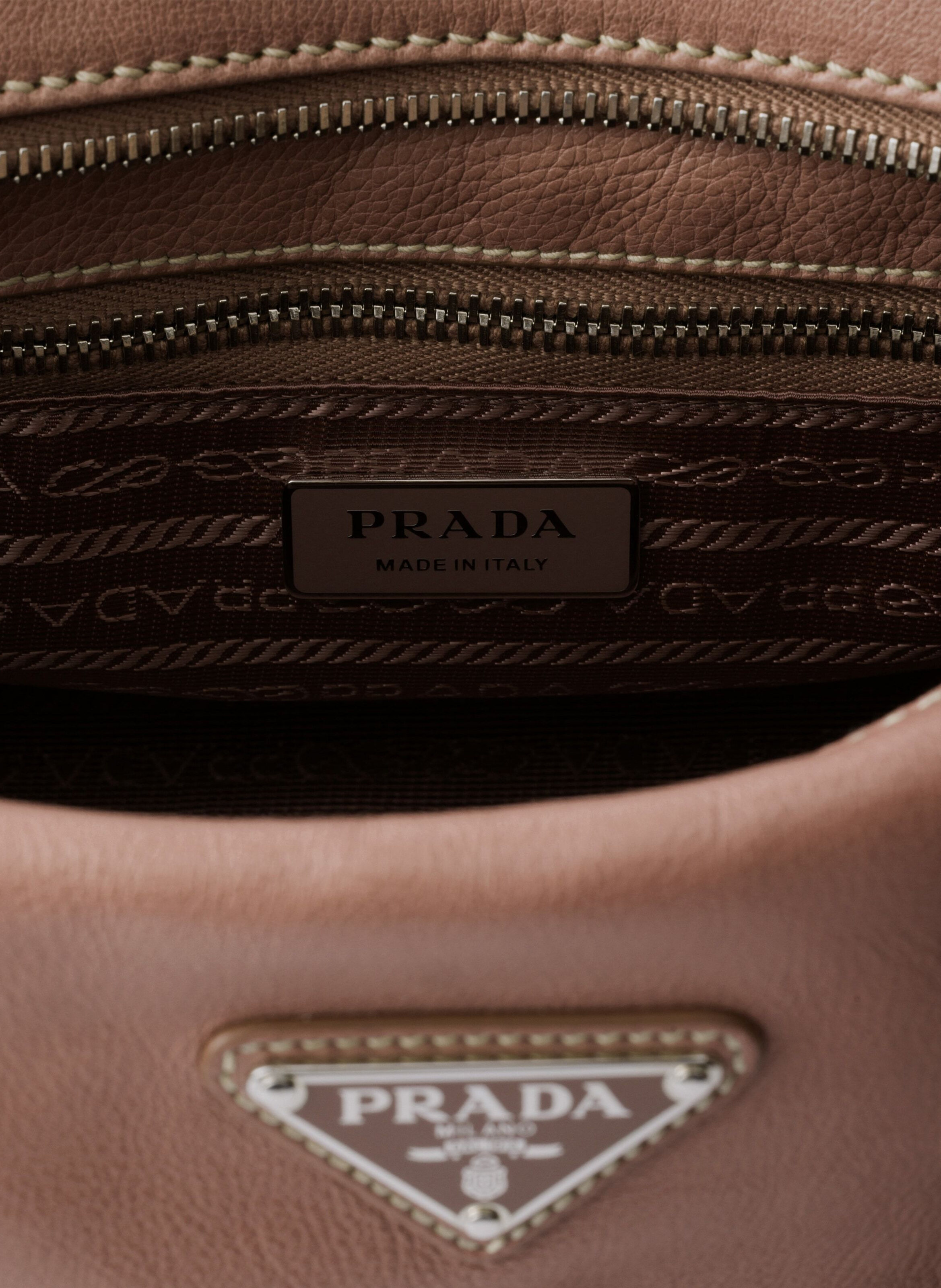 Cabas prada bonnie en cuir vieilli de taille moyen PRADA Marron