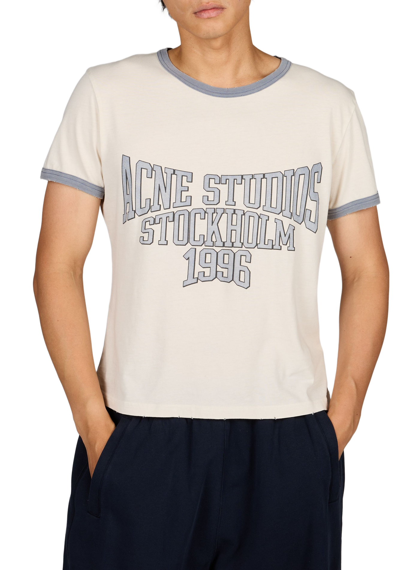 Tee-shirt sérigraphié en coton ACNE STUDIOS Gris