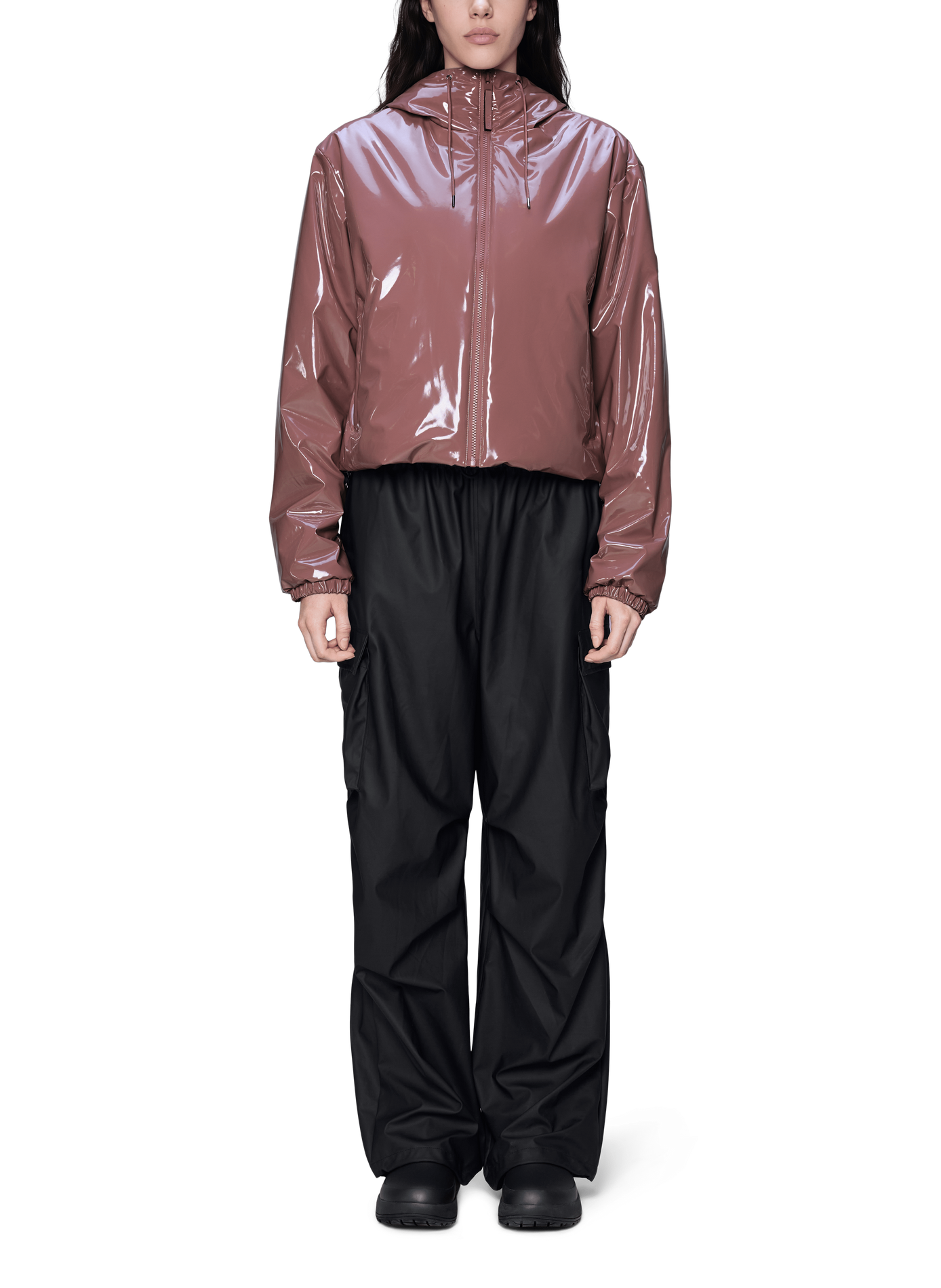 Blouson court Lohja à capuche RAINS Rose