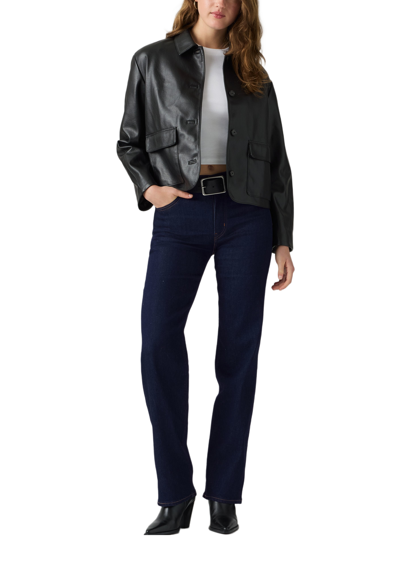 Slim jeans 722 met hoge taille van gemengd katoen LEVI'S Blauw