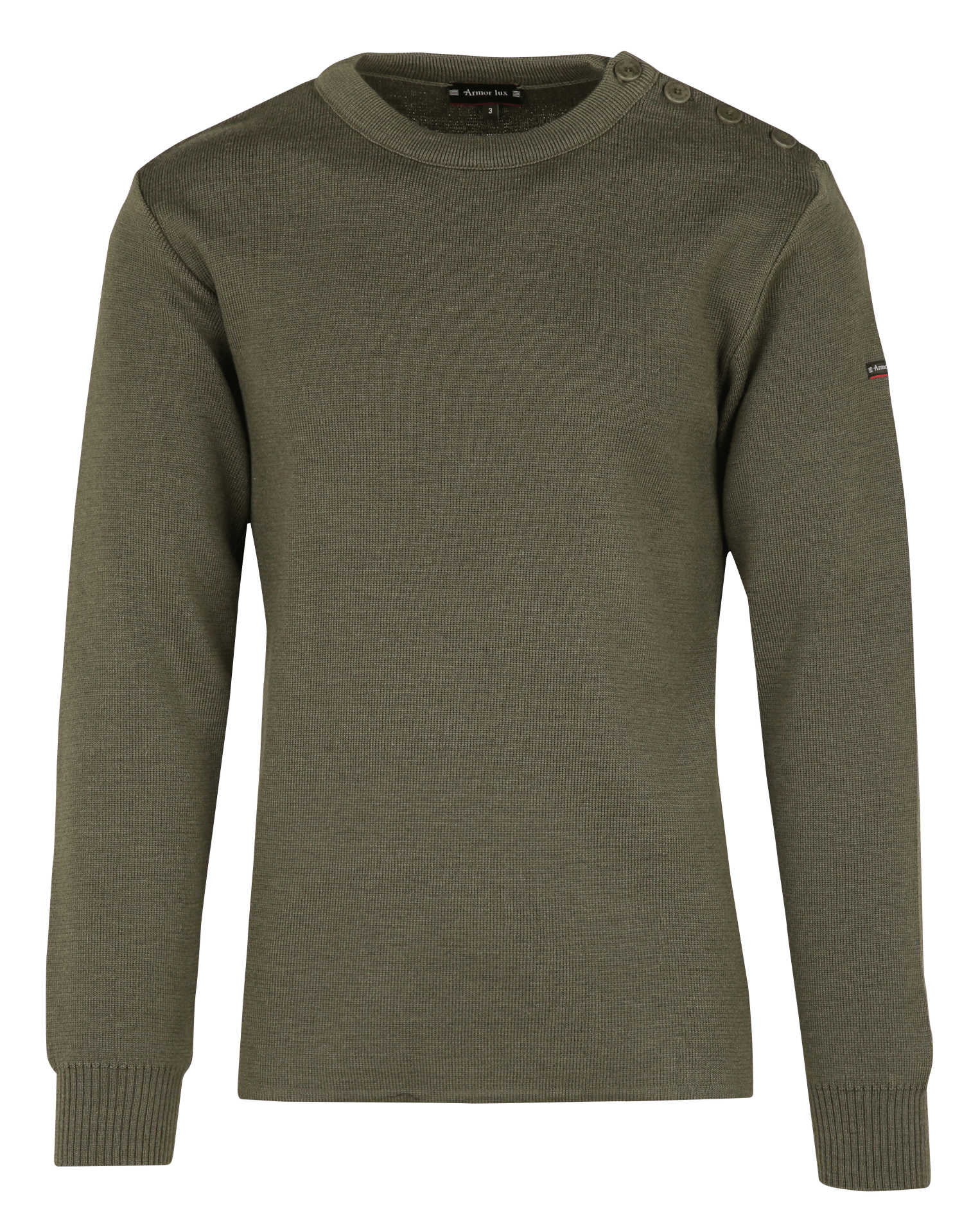Rundhalsausschnitt-Pullover in Regular Fit aus Wolle. ARMOR-LUX Grun