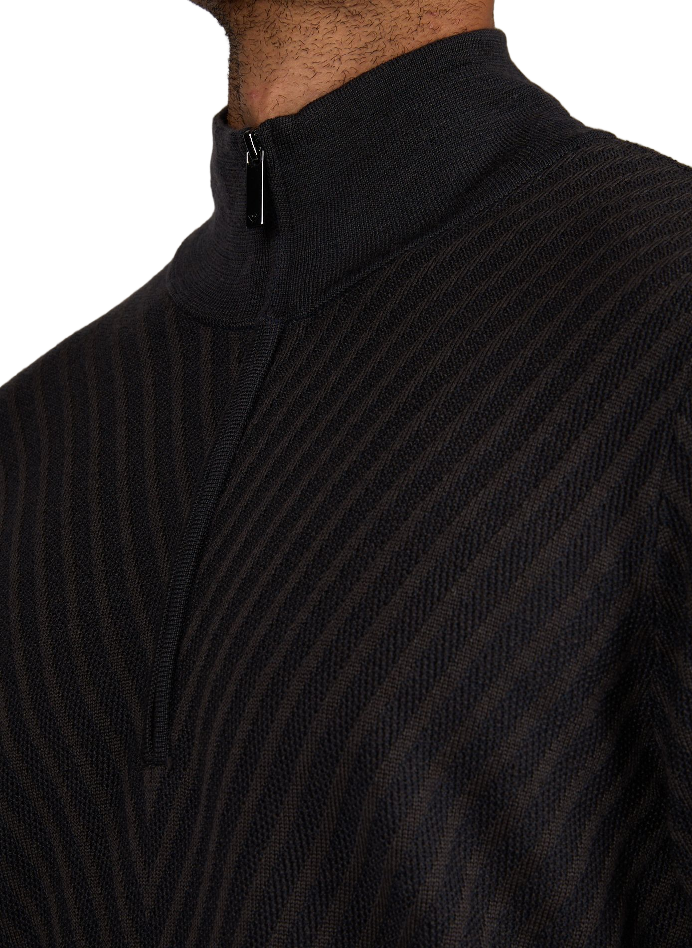Straight wool zip-up sweater EMPORIO ARMANI Blue