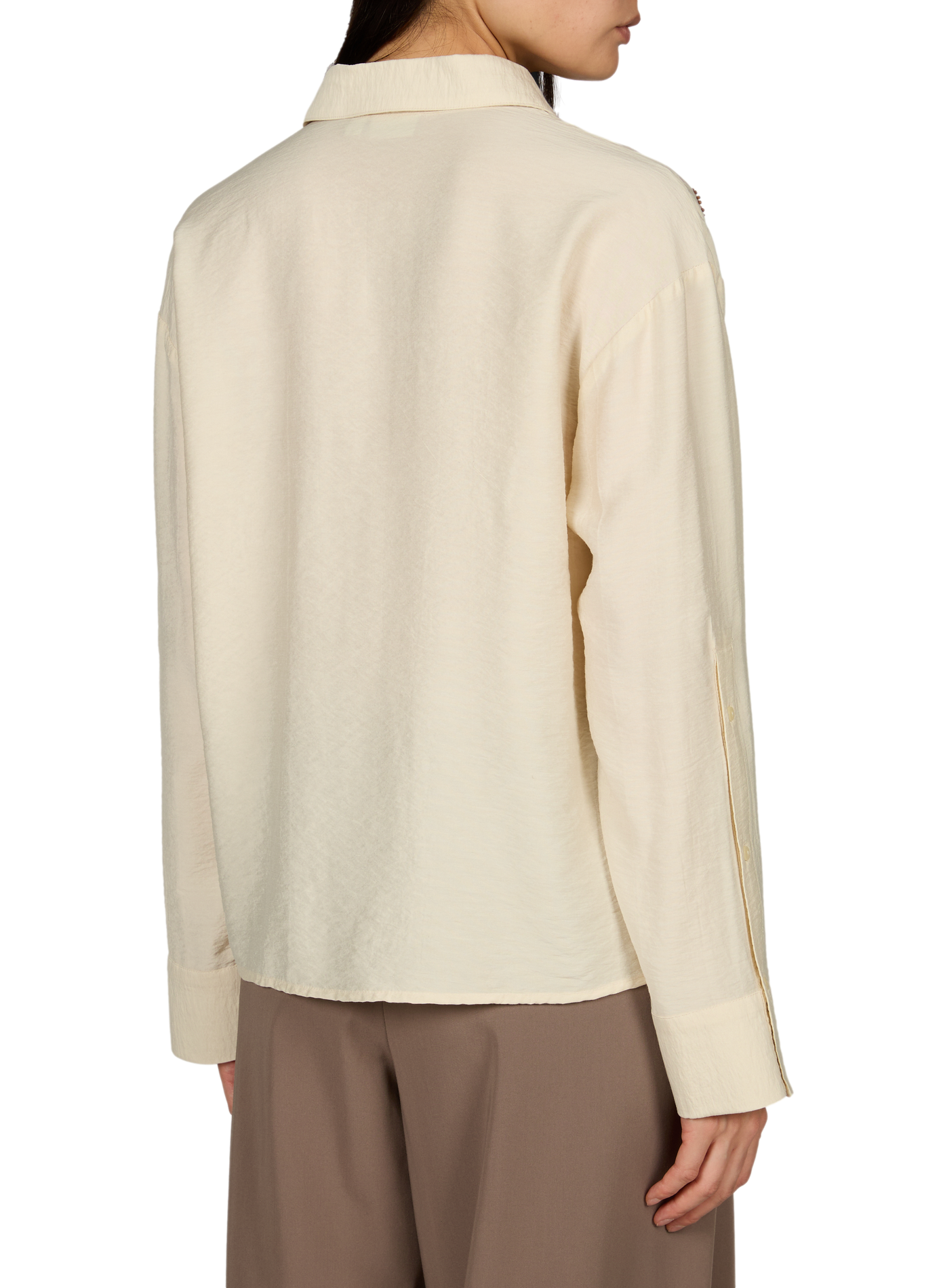 Oversized Embroidered Shirt VILA Beige