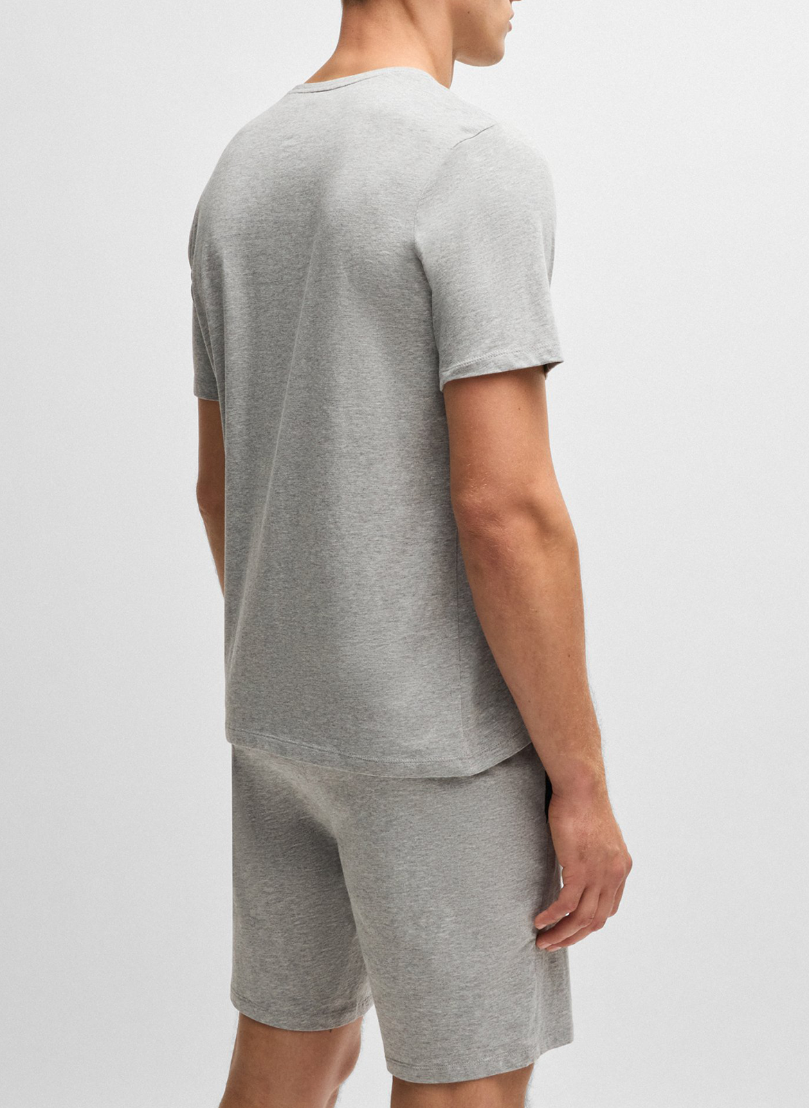 Tee-shirt col rond en coton mélangé BOSS Argent