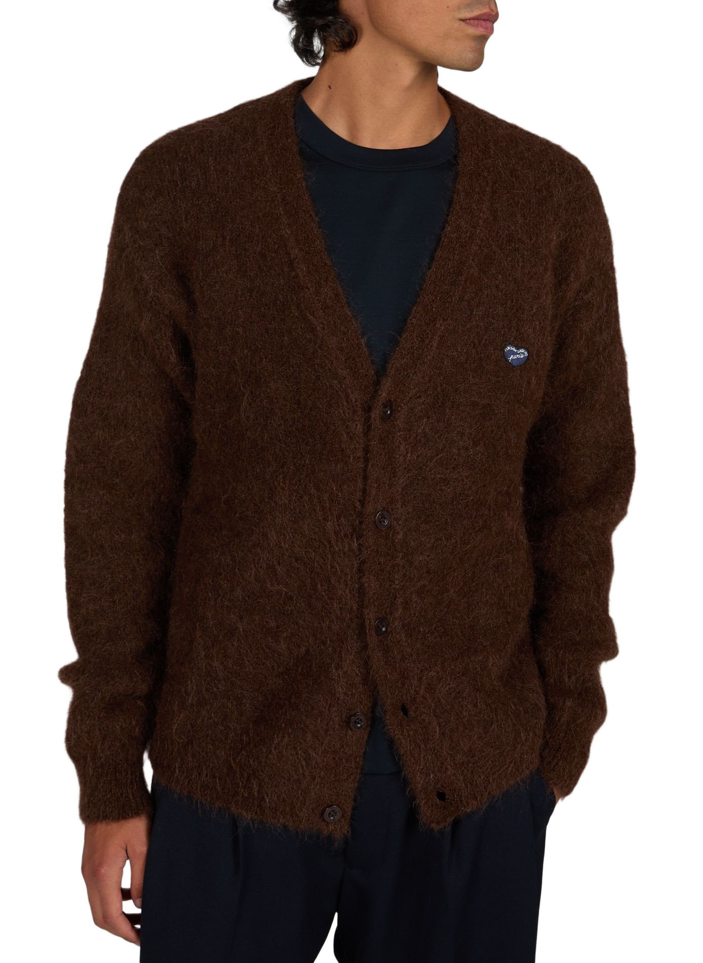 Cardigan droit boutonné avec broderie MAISON LABICHE Marron