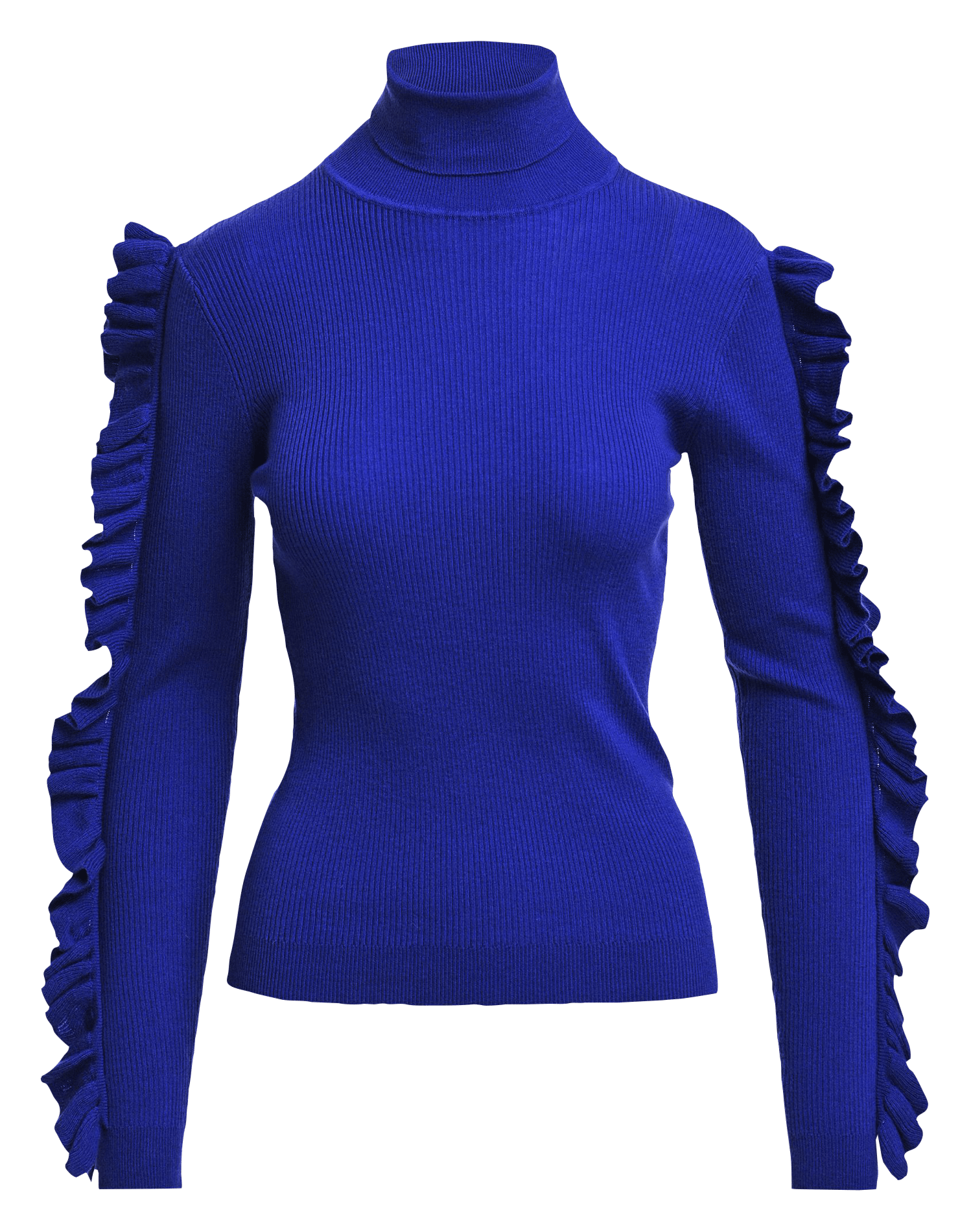 Pull moulant col roulé à volants kitty ESSENTIEL ANTWERP Bleu