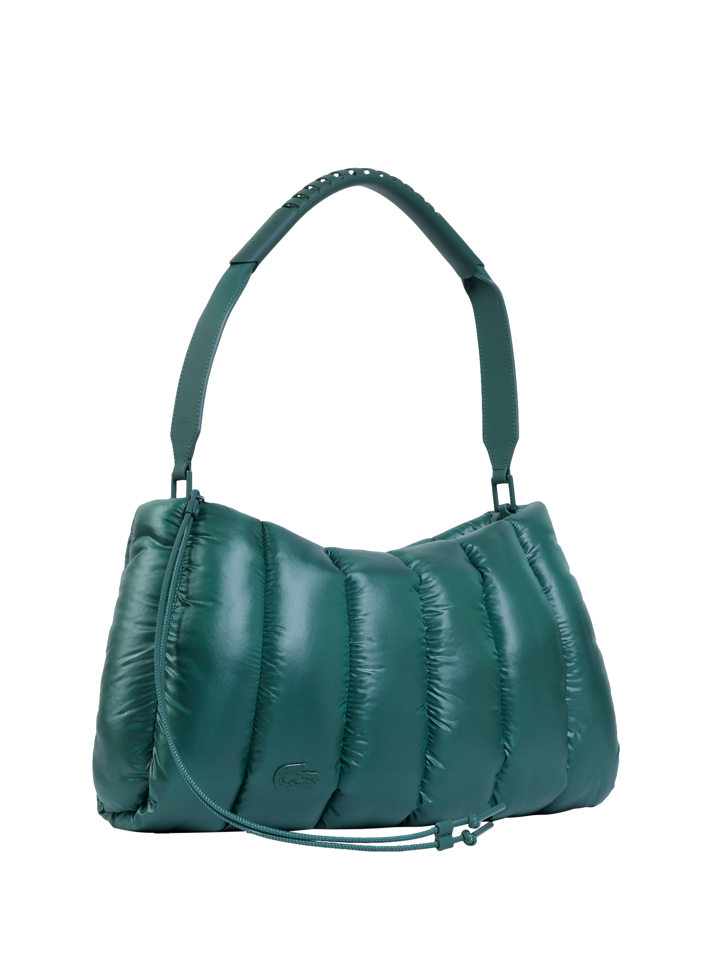Quilted handbag with embossed logo LACOSTE Green