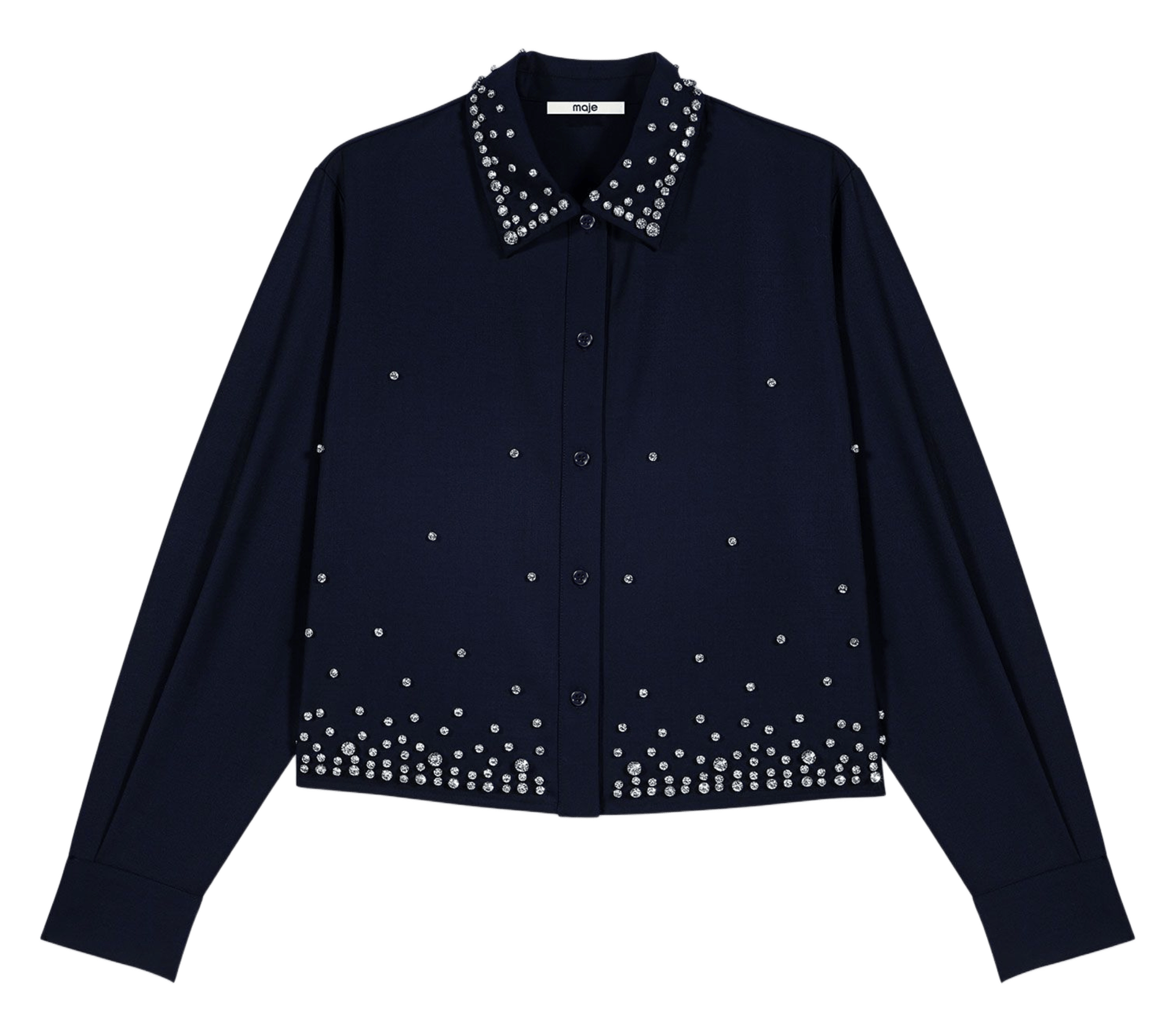 Chemise courte ample en laine mélangée MAJE Bleu
