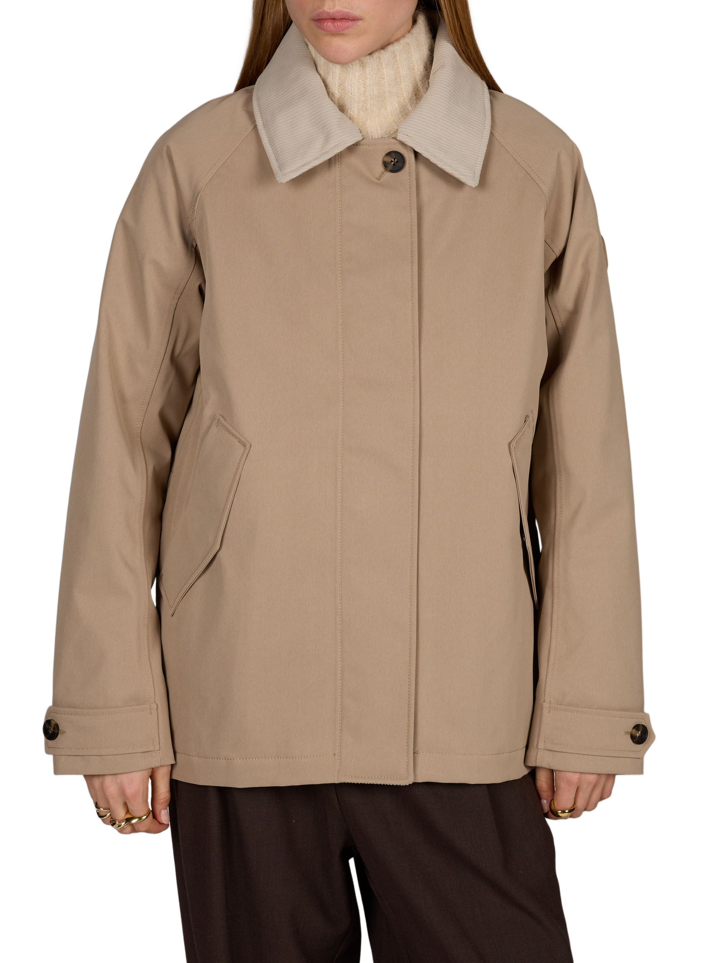 Kurze Lynn-Jacke mit geripptem Kragen DIDRIKSONS Beige
