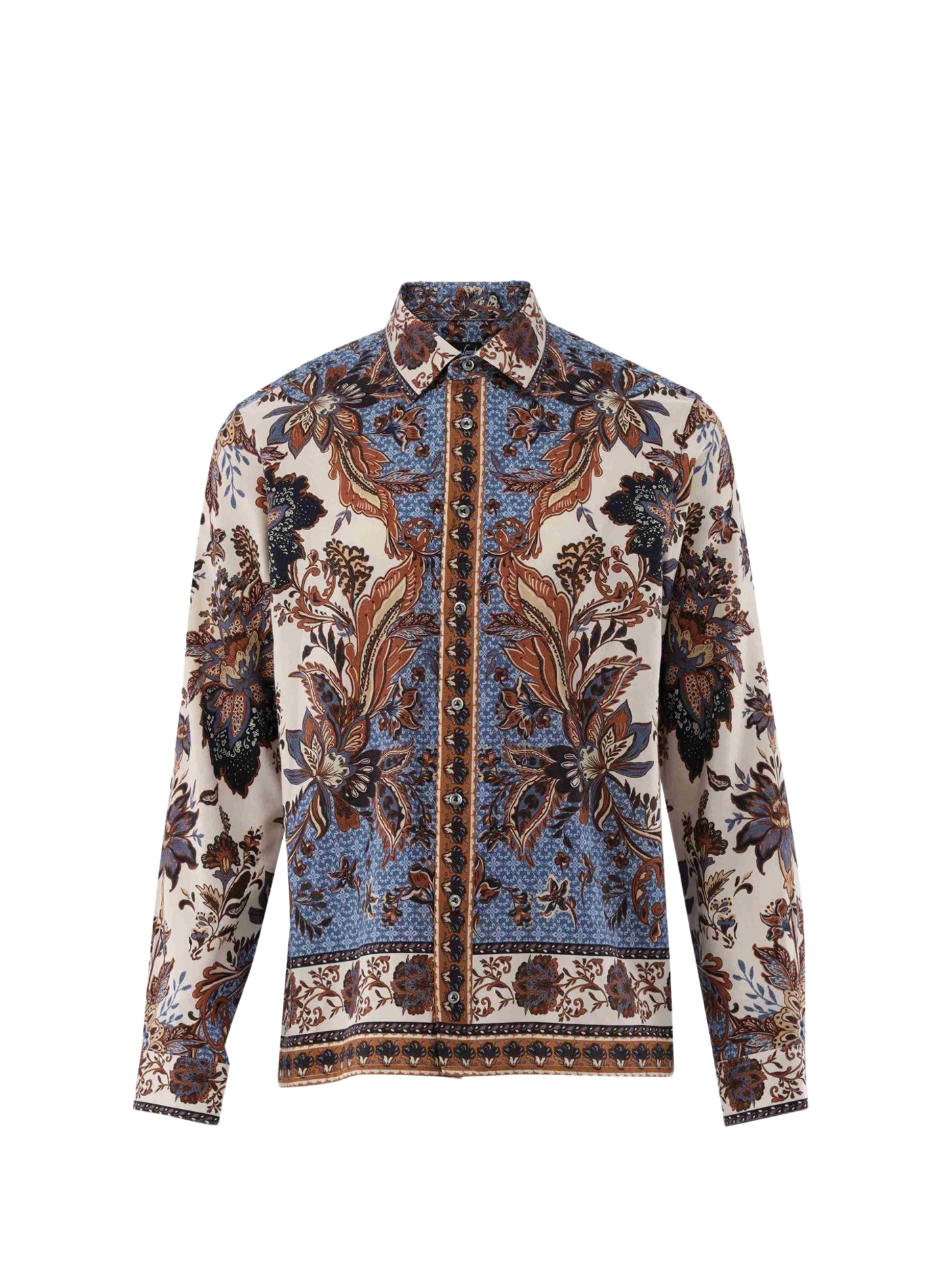 Rechtvallend overhemd met print in wolmix VAN LAACK Blauw
