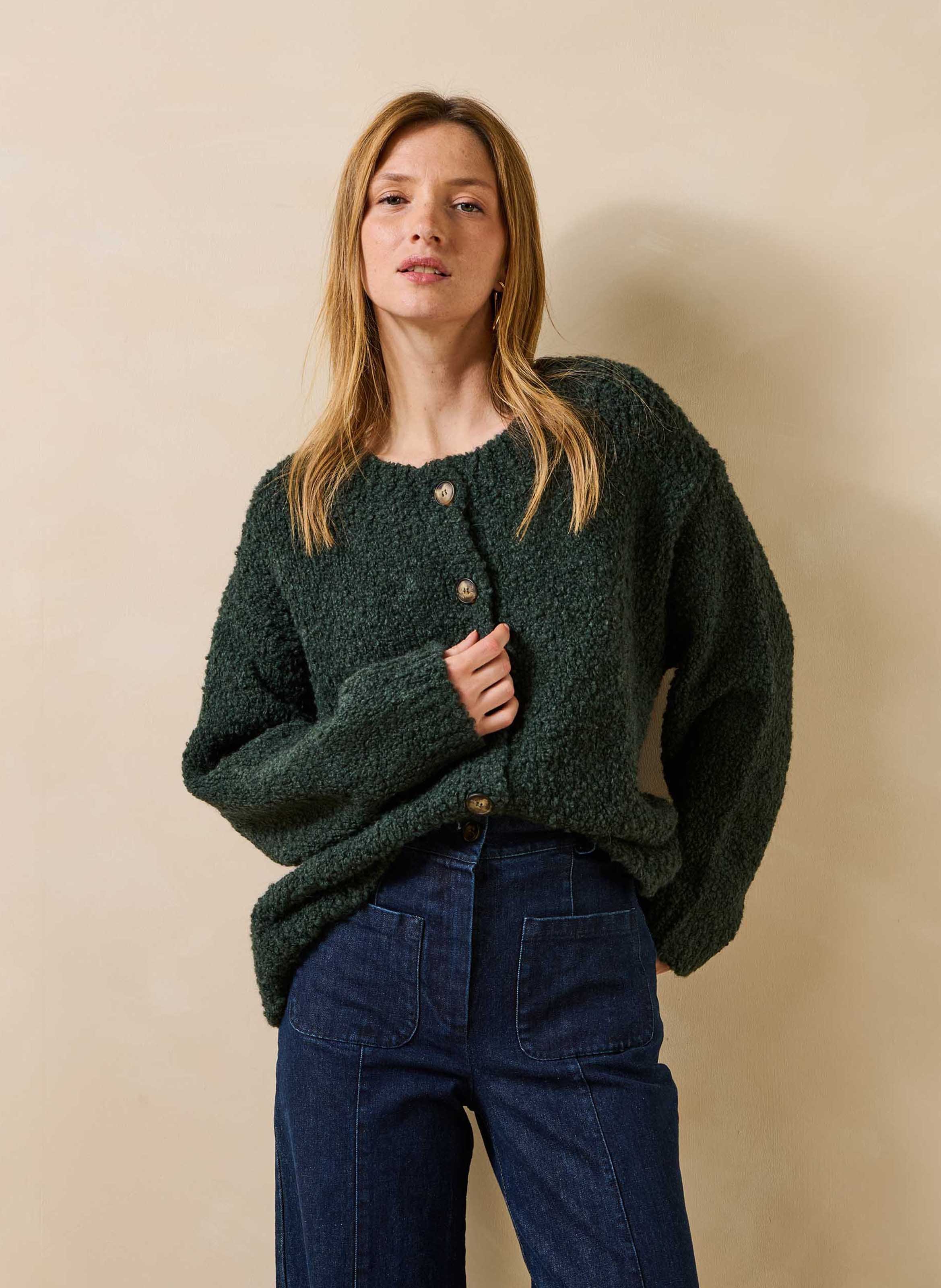 Oversized gebreid vest met ronde hals LA FEE MARABOUTEE Groen