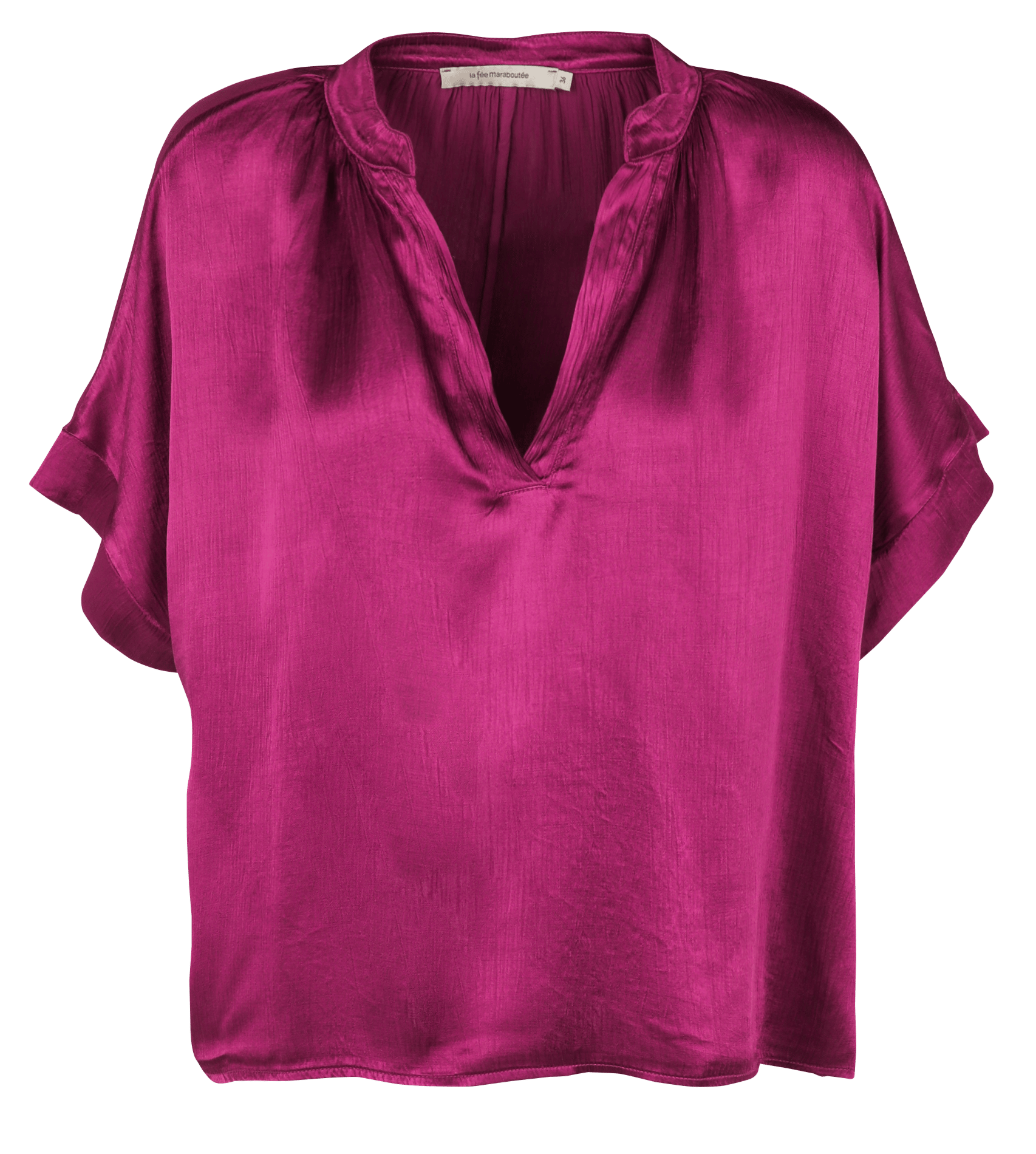 Oversized satijnen top met Tunesische kraag LA FEE MARABOUTEE Paars