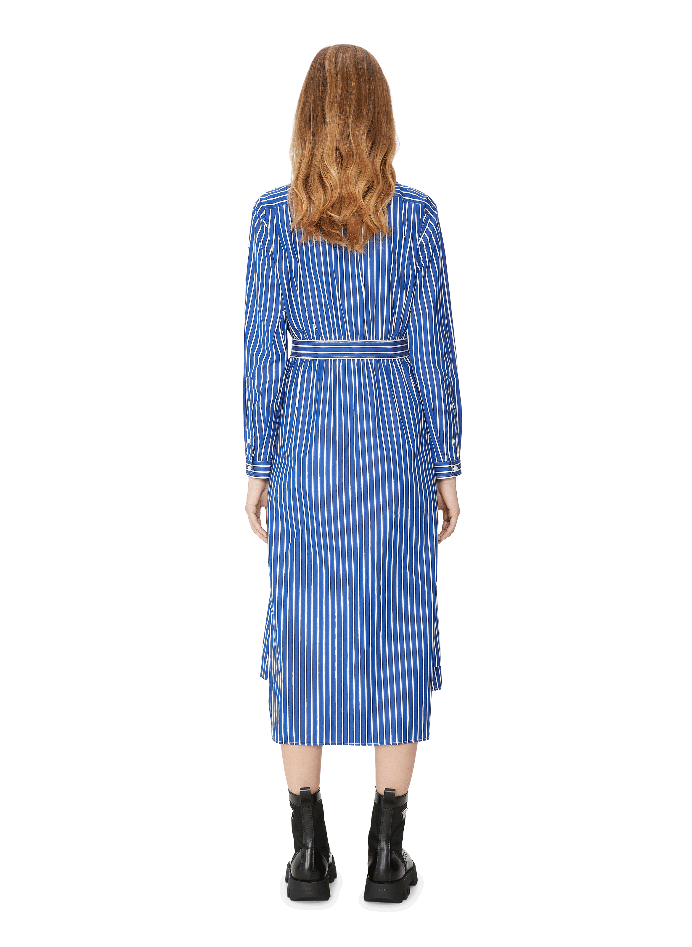Buttoned cotton Midi dress PRADA Blue