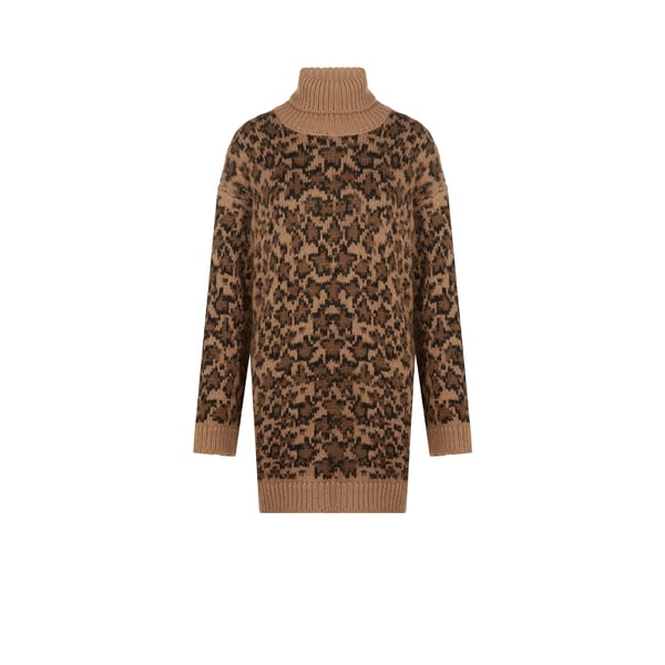 Pull col roulé à motif léopard