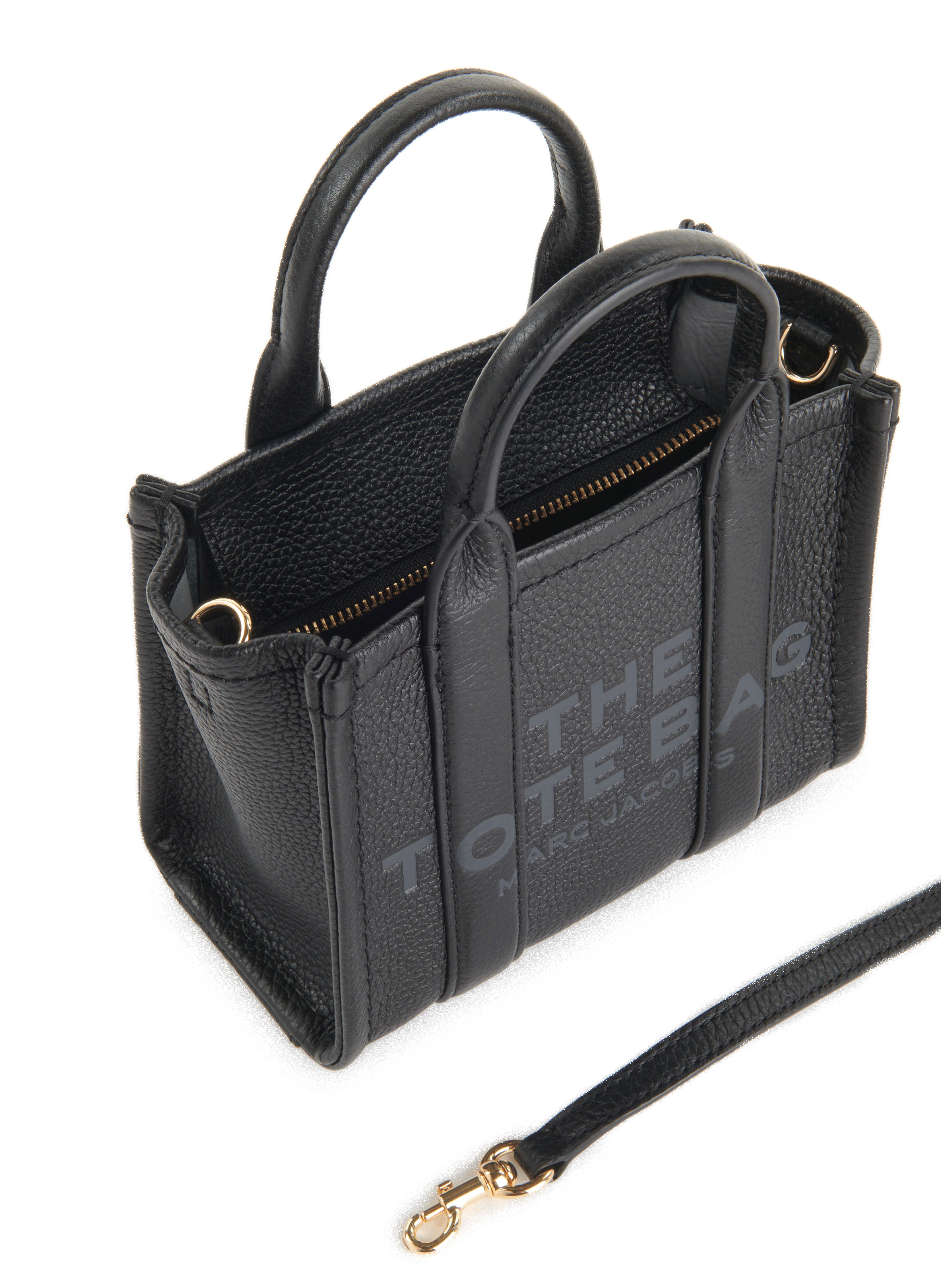 The Micro Tote leather mini bag MARC JACOBS Black