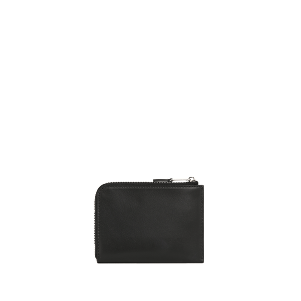 Palm Angels Off White Logo Leather Card Holder In Black