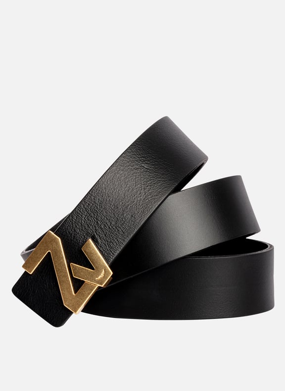 Ceinture à initiales zv en cuir zv initiale Noir by ZADIG&VOLTAIRE ZADIG&VOLTAIRE Ceinture à initiales zv en cuir zv initiale Noir