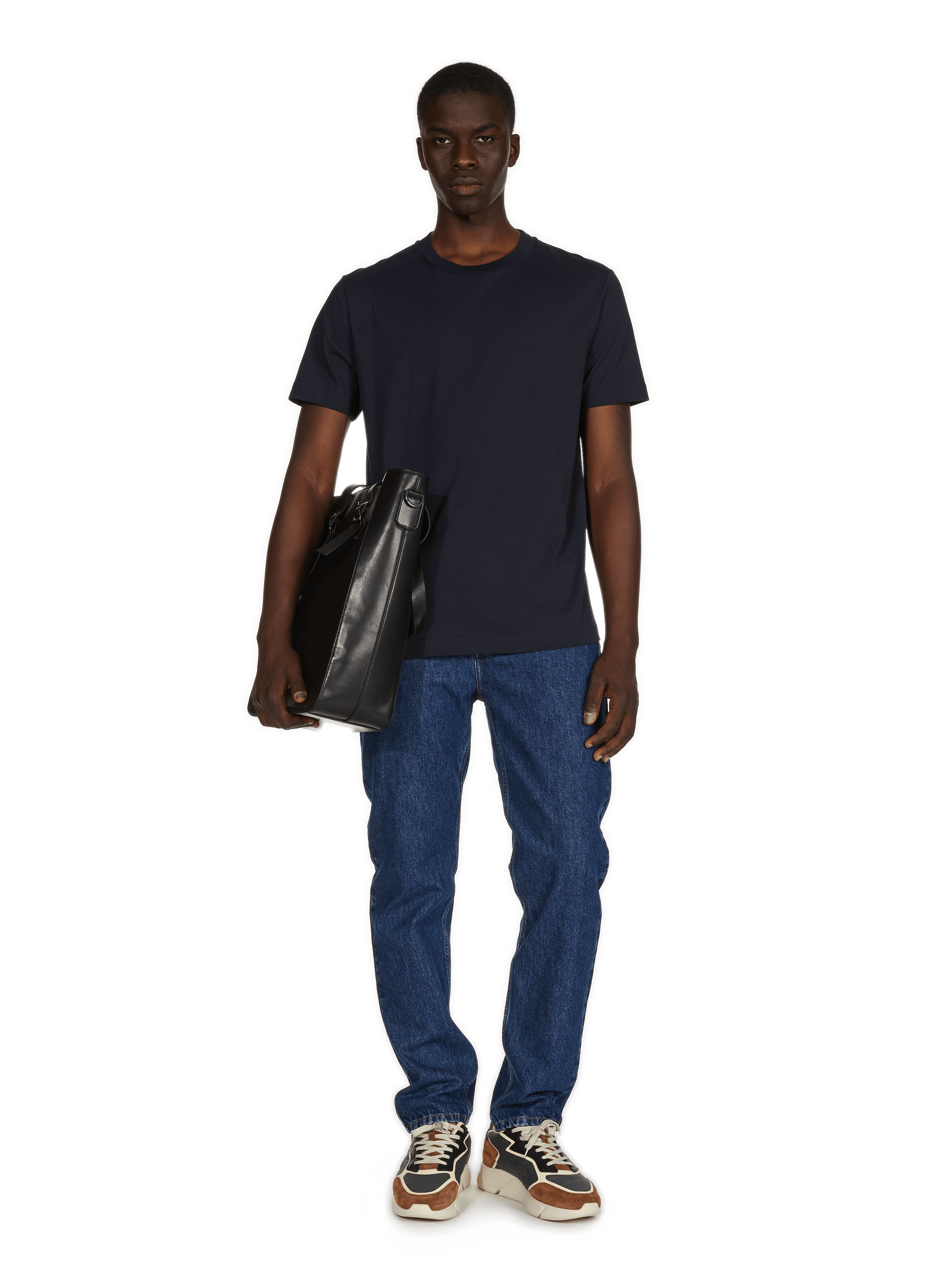 T-shirt Baff col rond en coton Bleu
