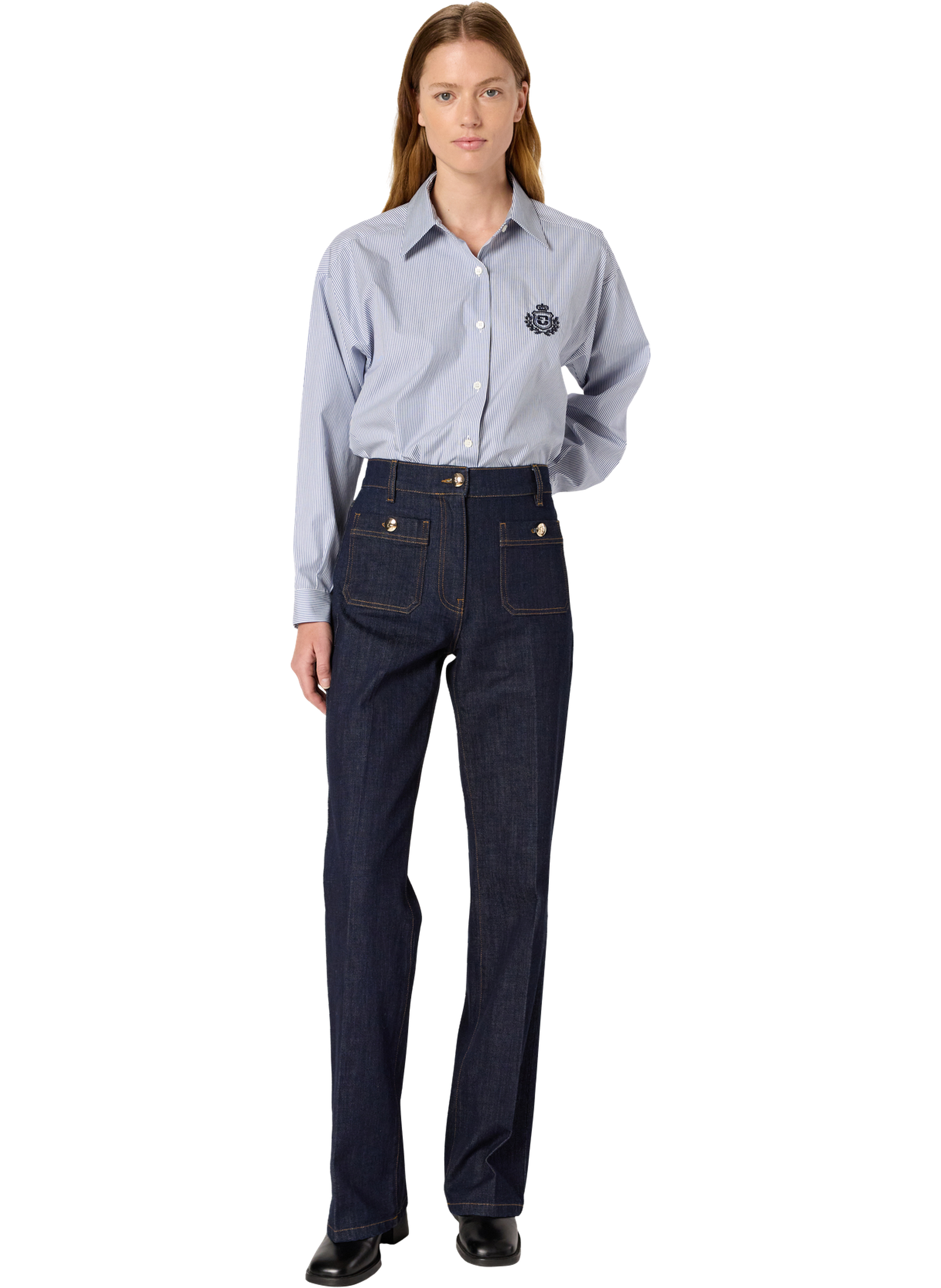 Chemise en coton rayé à blason - alison GERARD DAREL Blanc