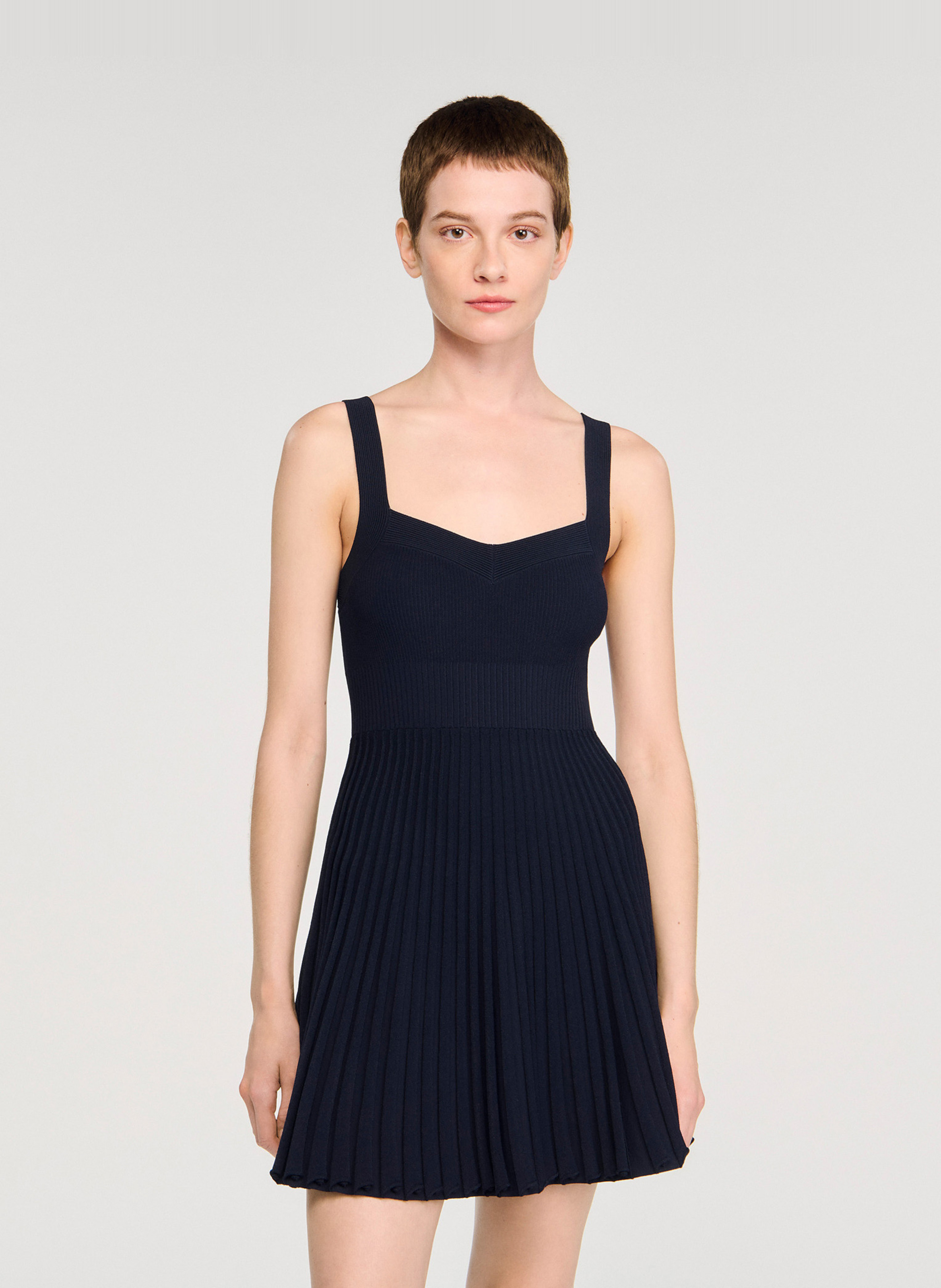 Robe courte plissée SANDRO Bleu