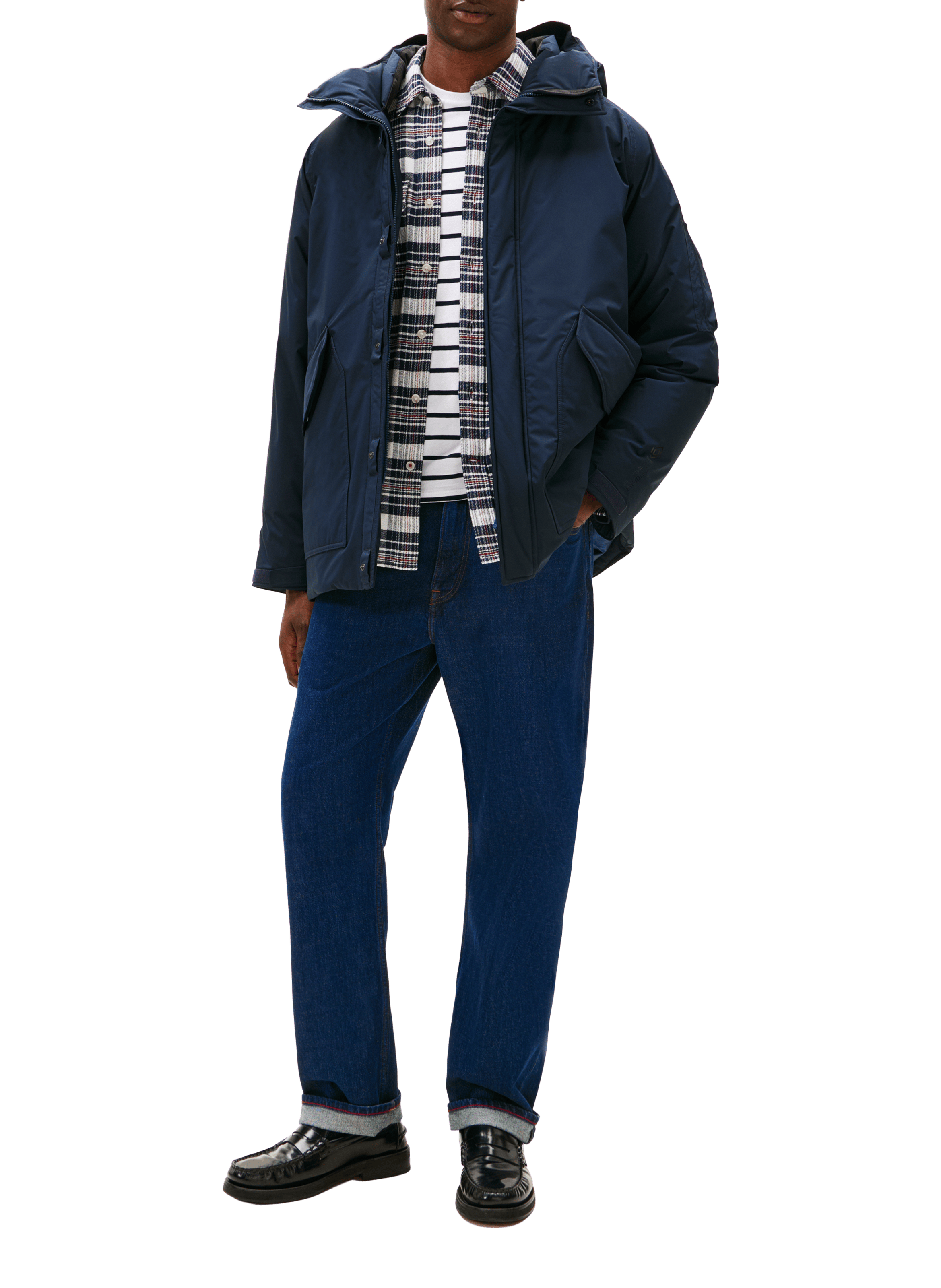 Hooded plain parka TOMMY HILFIGER Blue