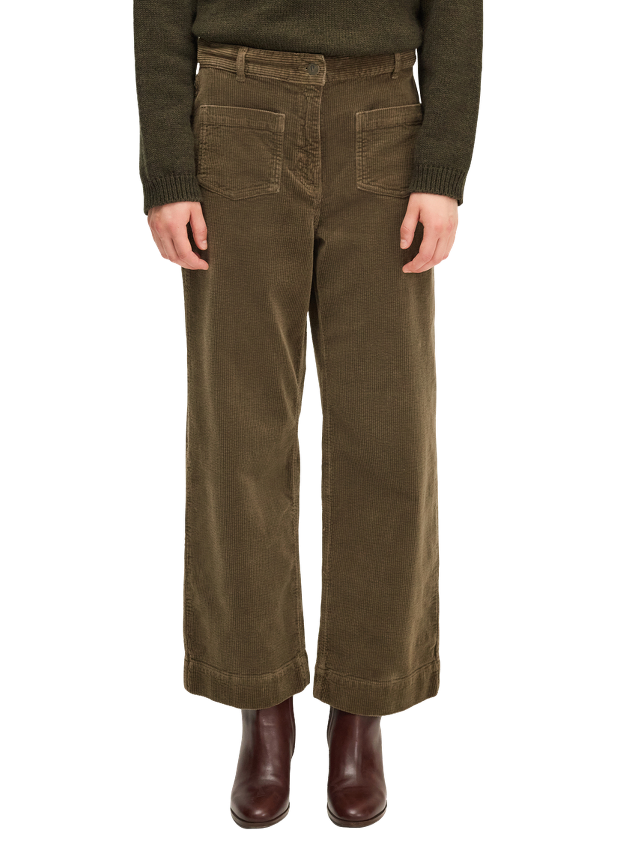 Pantalon large en velours - charlene PABLO Vert