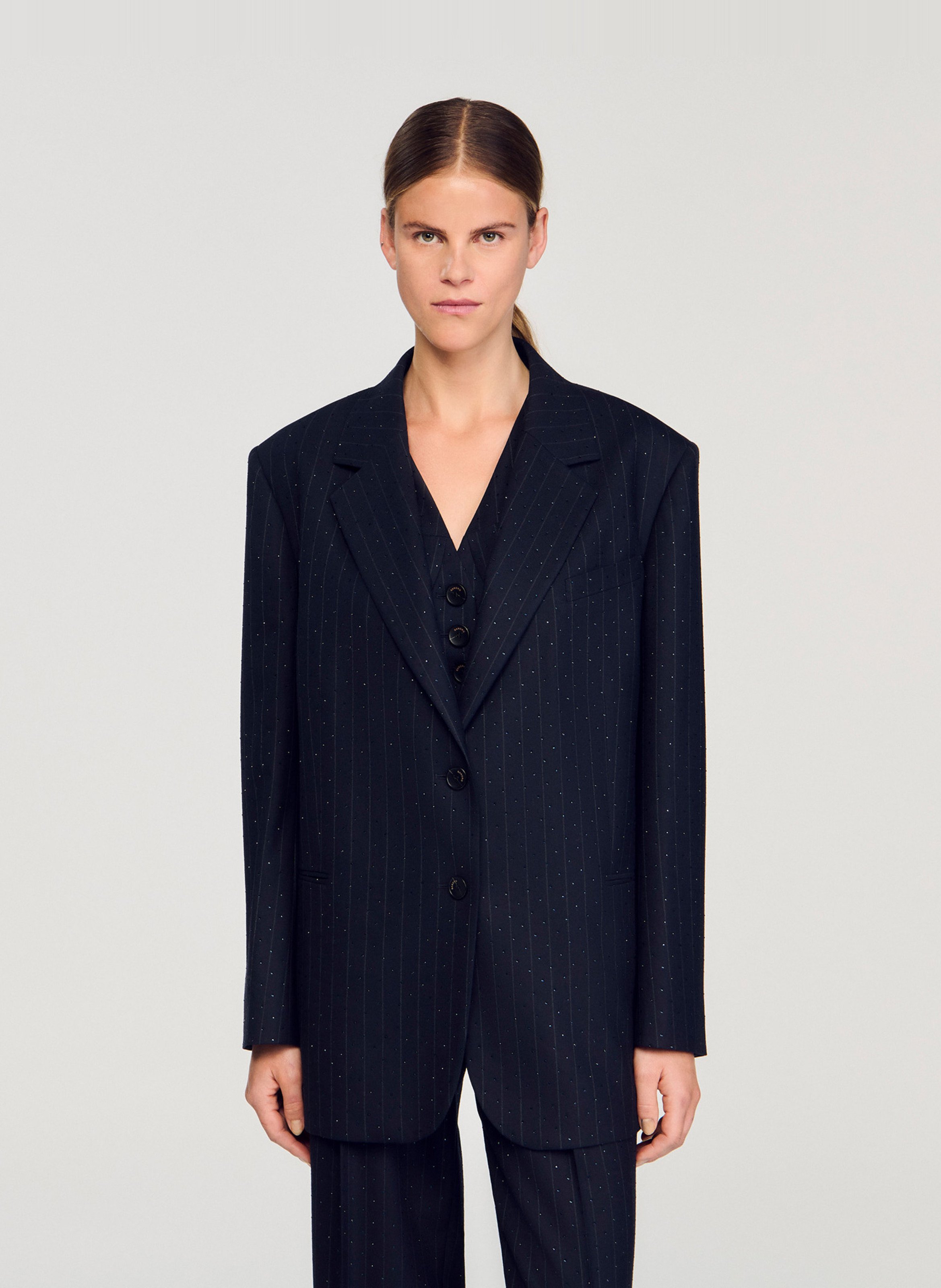 Veste col tailleur SANDRO Bleu