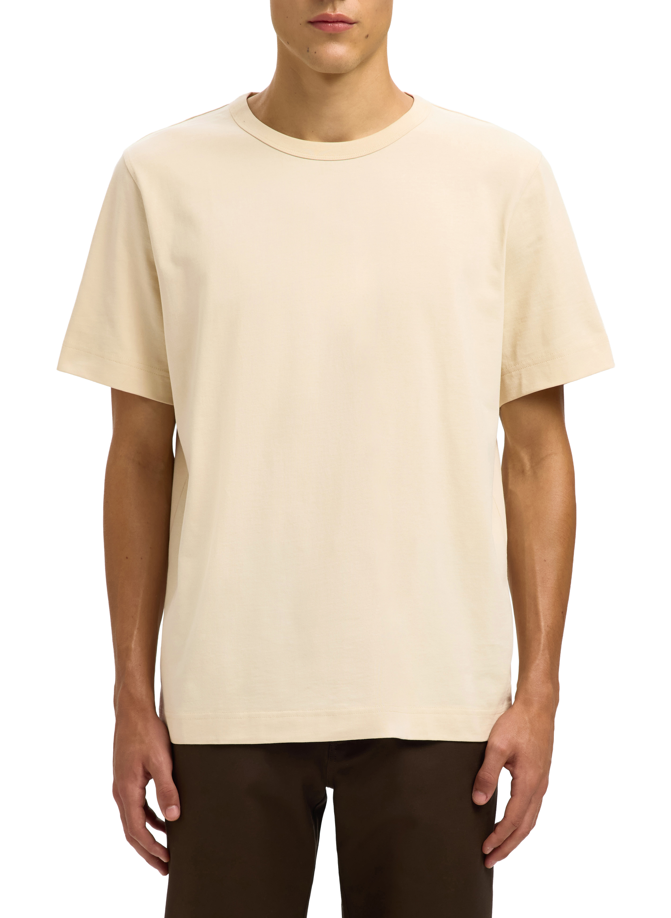 T-shirt coupe droite avec motif  SELECTED Beige