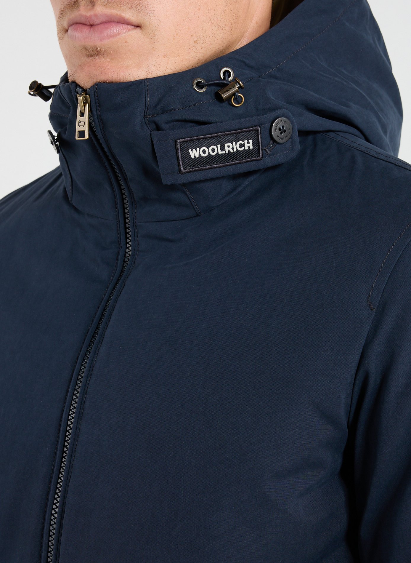 Jacket with high collar and hood WOOLRICH Blue