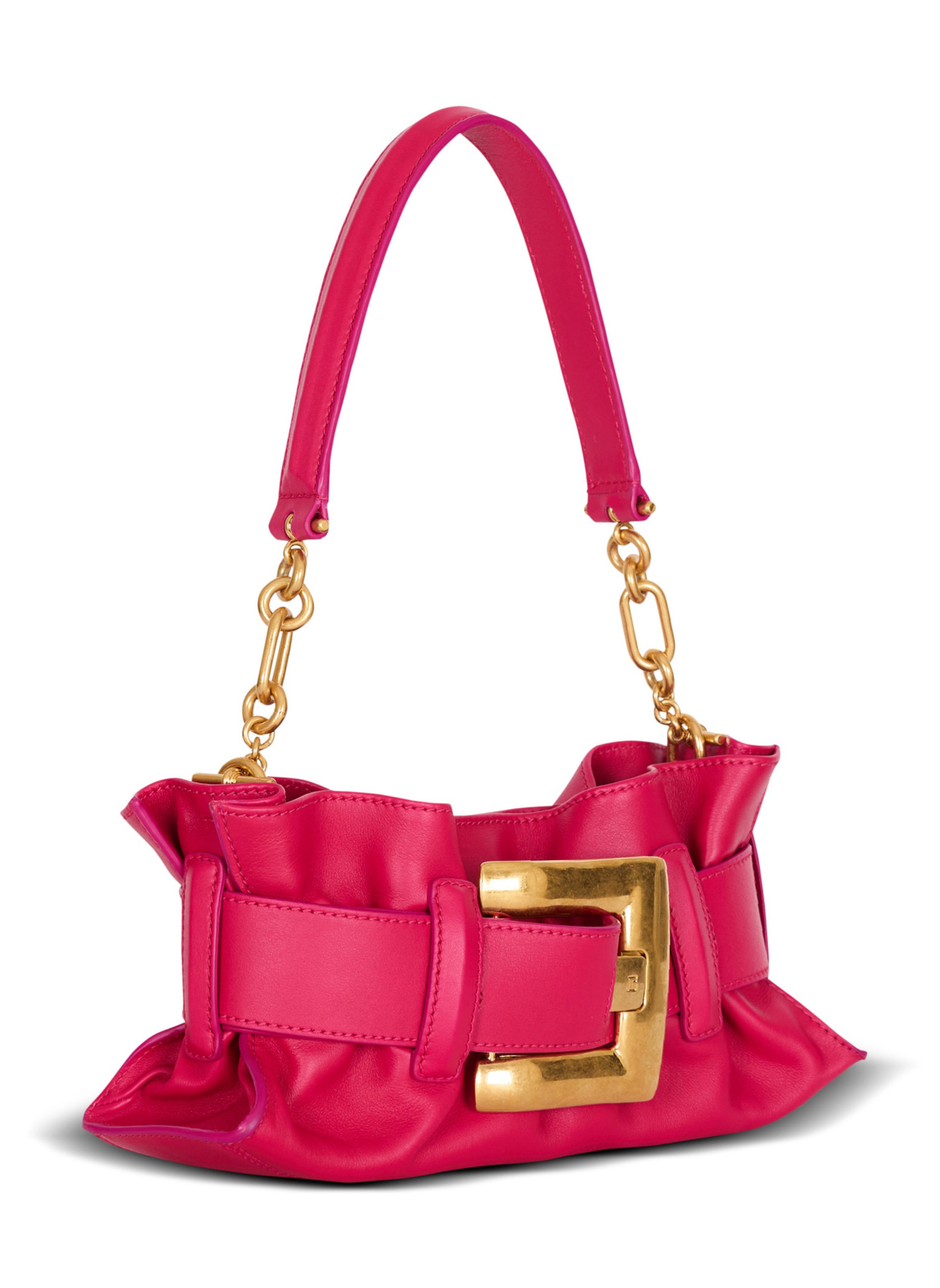 Sac anthem mini shoulder en cuir de veau BALMAIN Rose