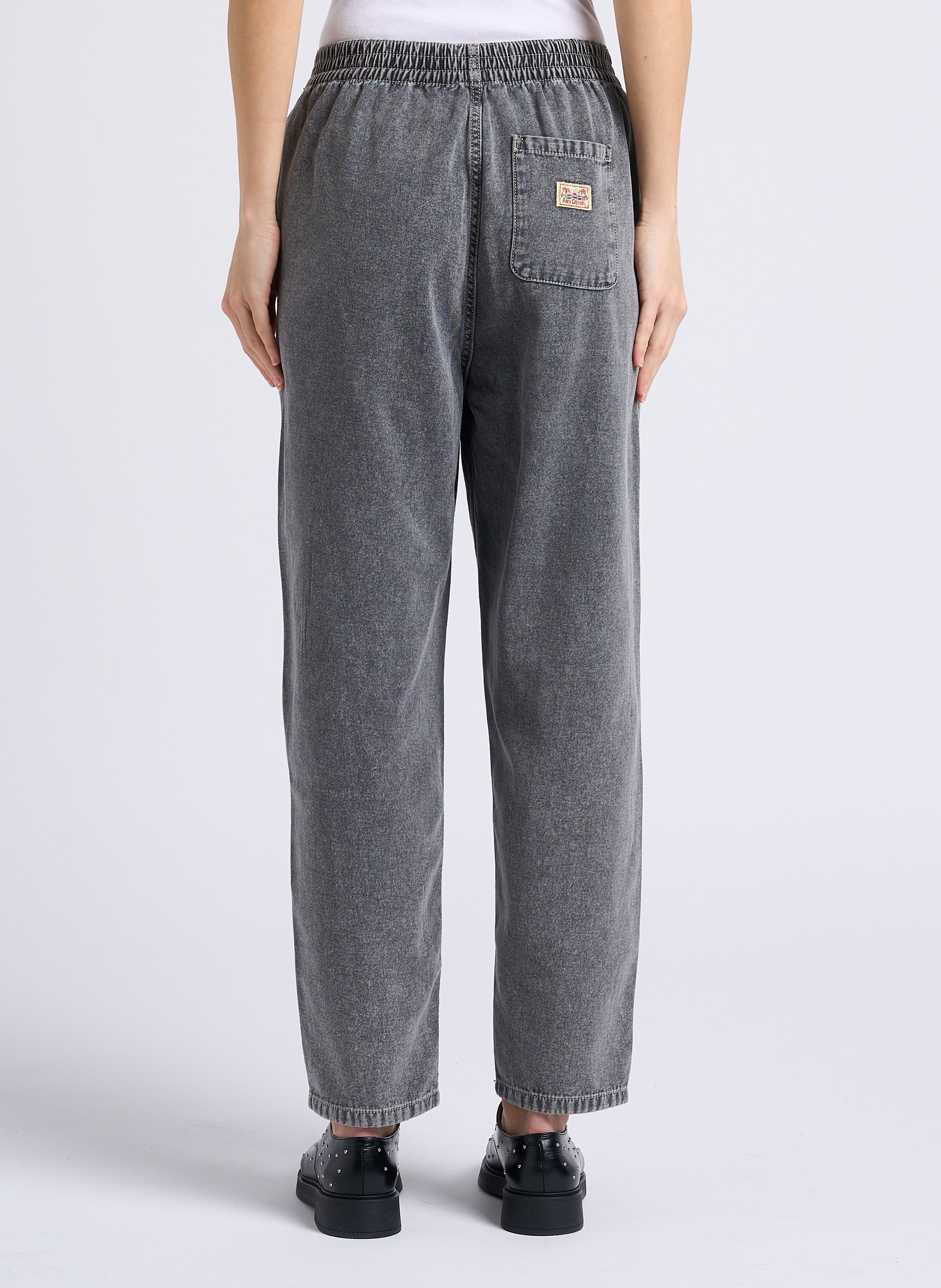 Jean droit taille haute en coton jazy AMERICAN VINTAGE Gris