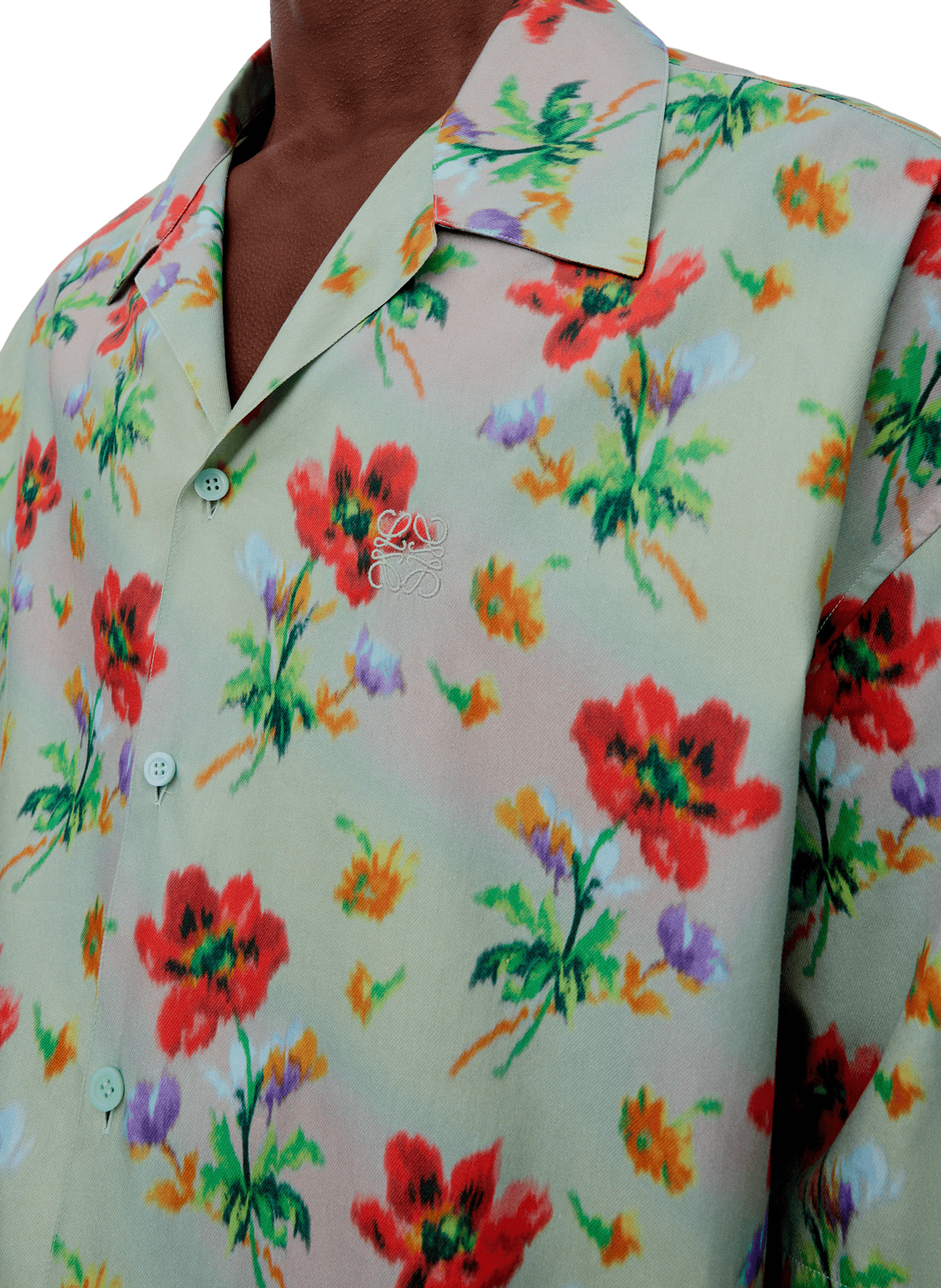 Printed short-sleeve shirt in cotton and silk LOEWE Multicolour