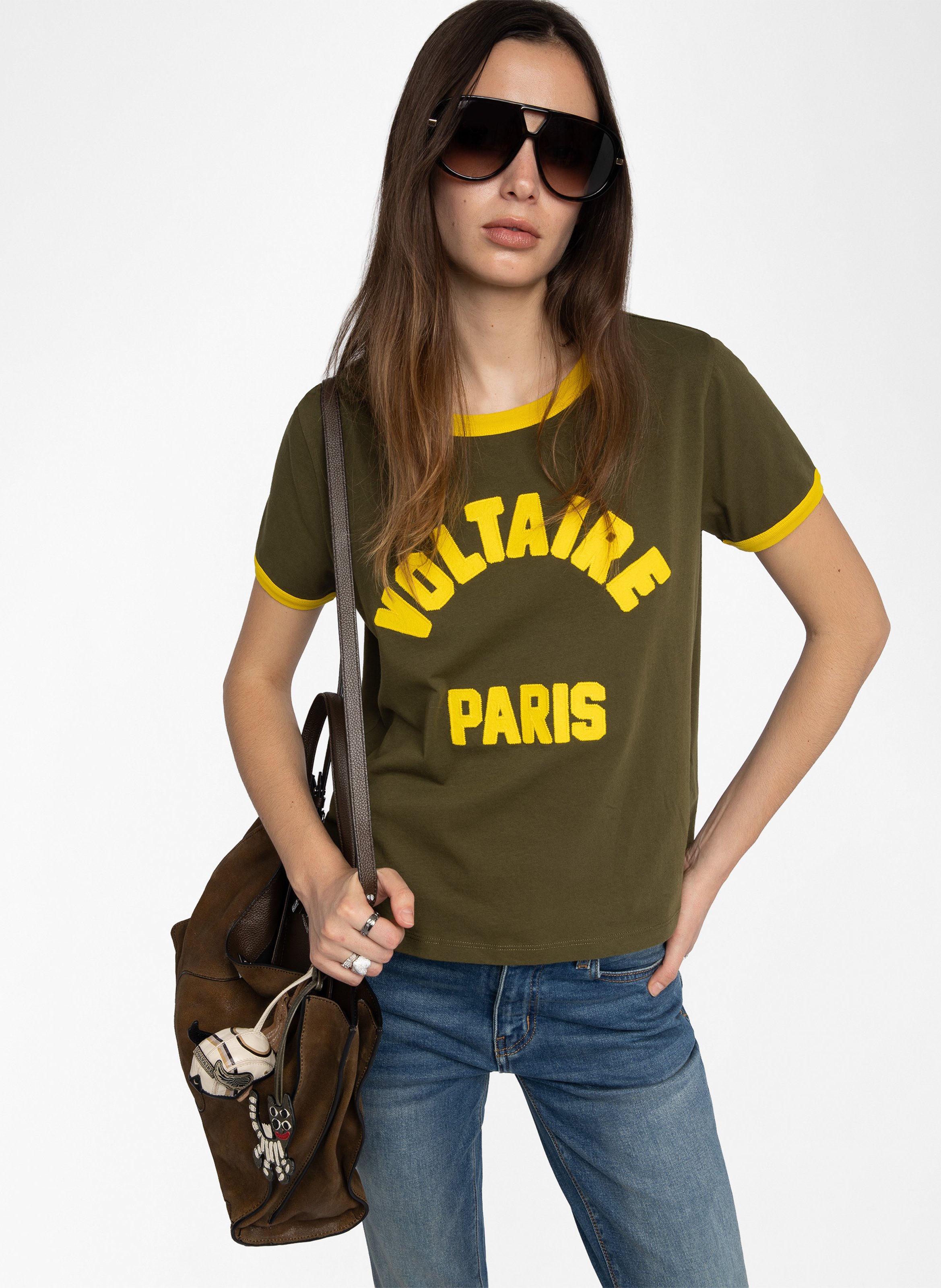 Tee-shirt droit brodé en coton alys ZADIG&VOLTAIRE Vert