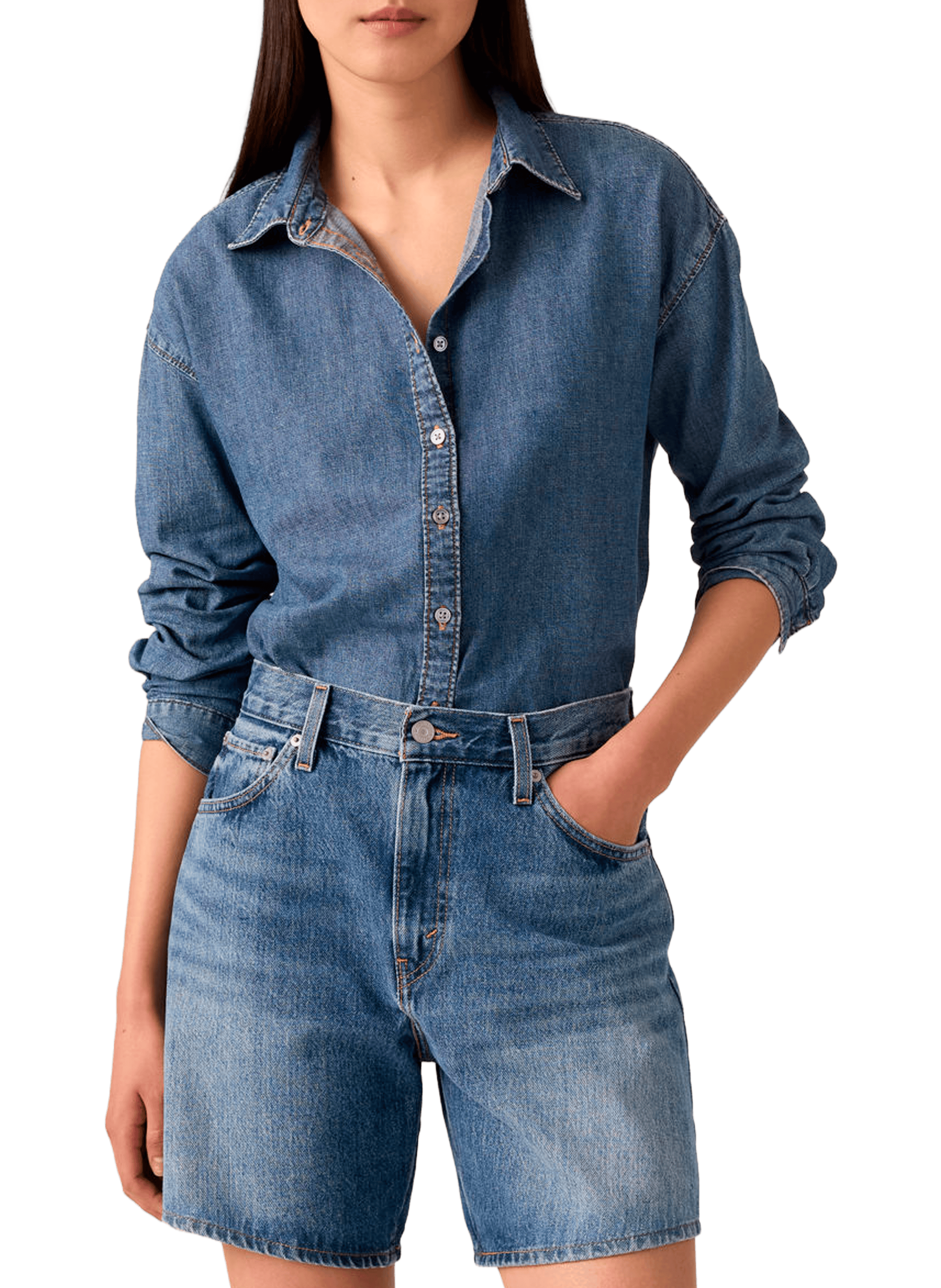 Short high-waisted baggy in cotton LEVI'S Blue