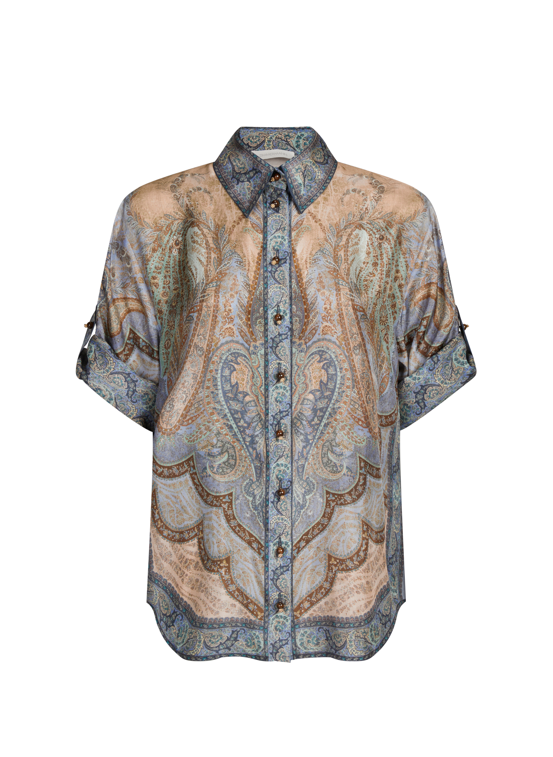 Short-sleeved silk shirt with classic collar ZIMMERMANN Multicolour