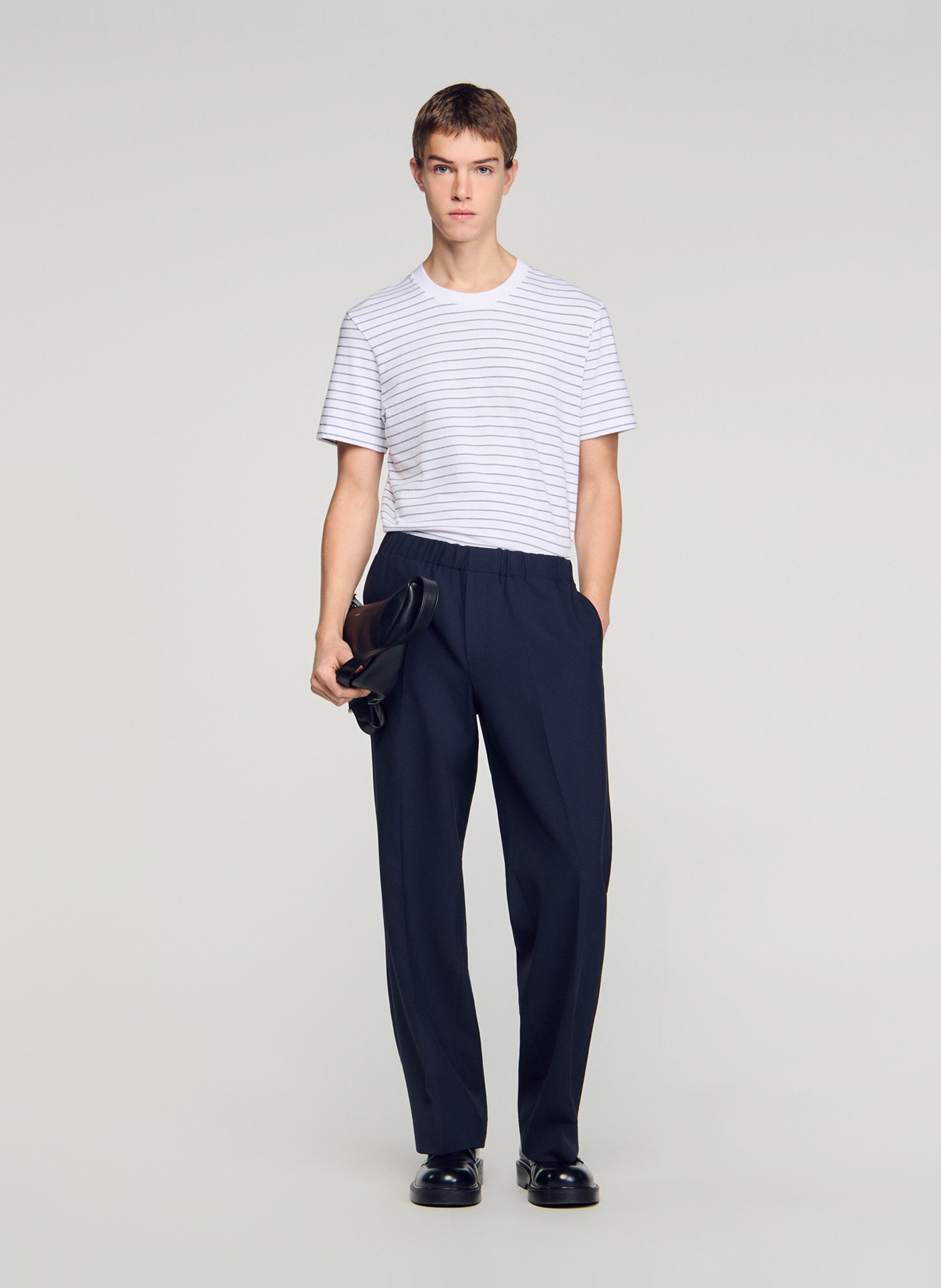 Pantalon large en jersey SANDRO Bleu