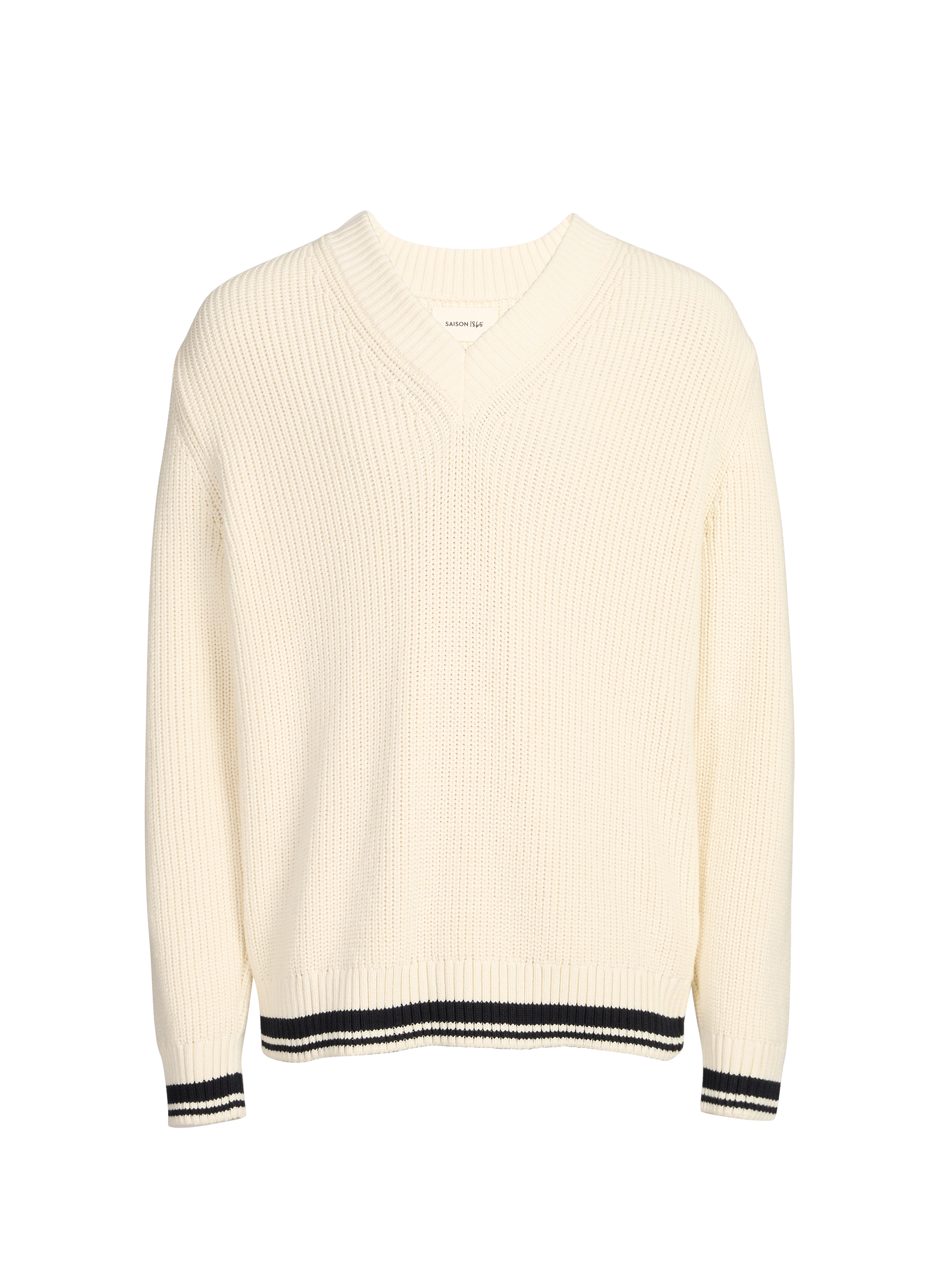 V-neck cotton sweater SAISON 1865 Beige