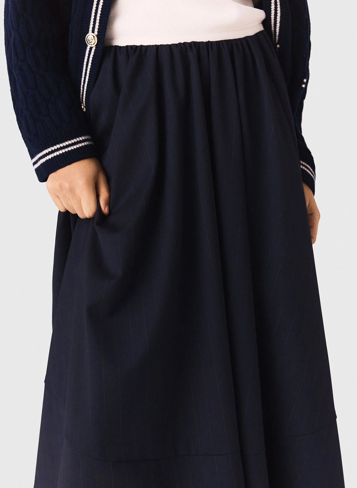 Jupe midi plissée en laine mélangée MAJE Bleu