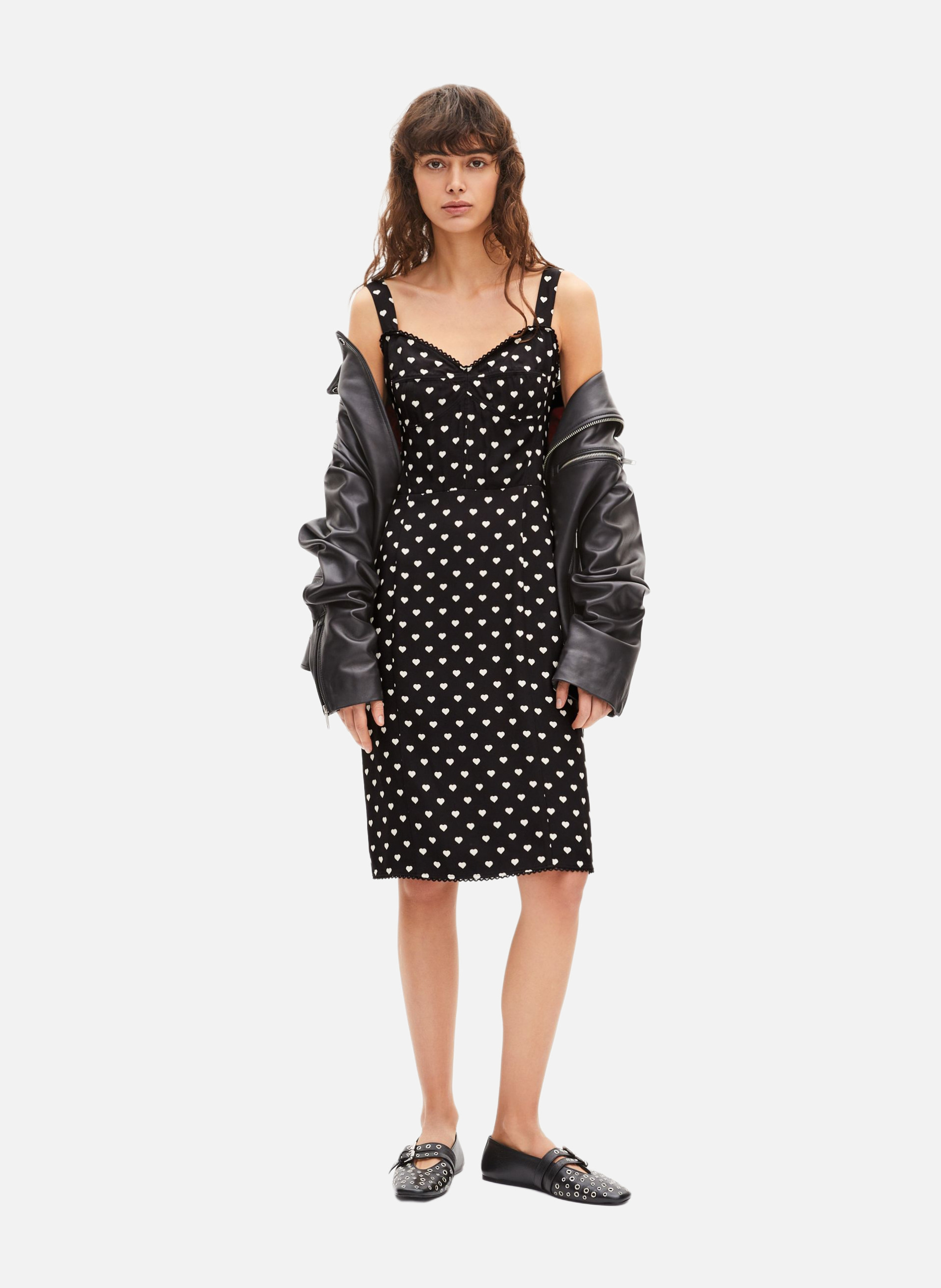 Robe courte effet corset imprimé cœurs THE KOOPLES Noir