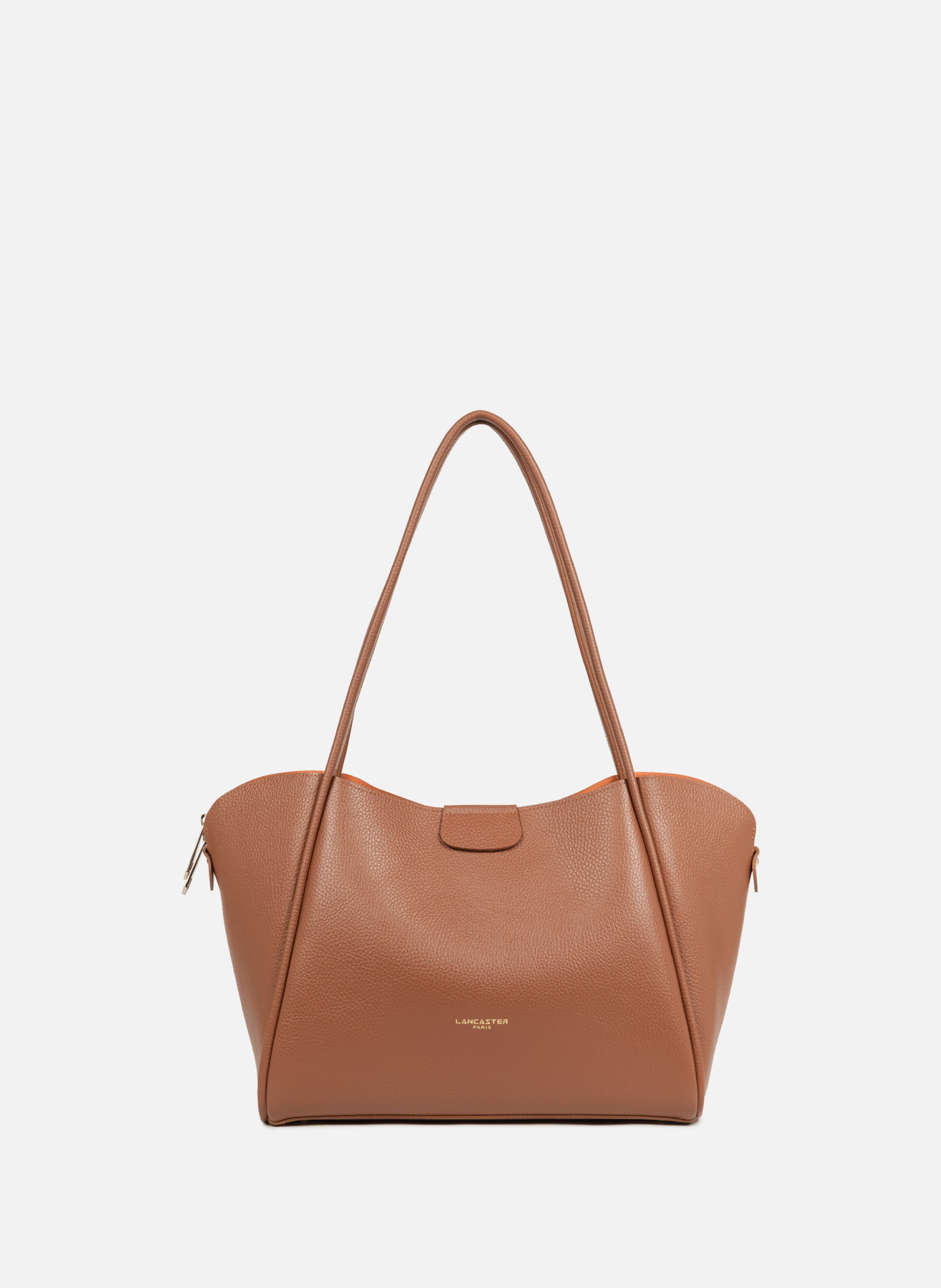 Très grand sac cabas épaule - ida double  Camel - in - orange