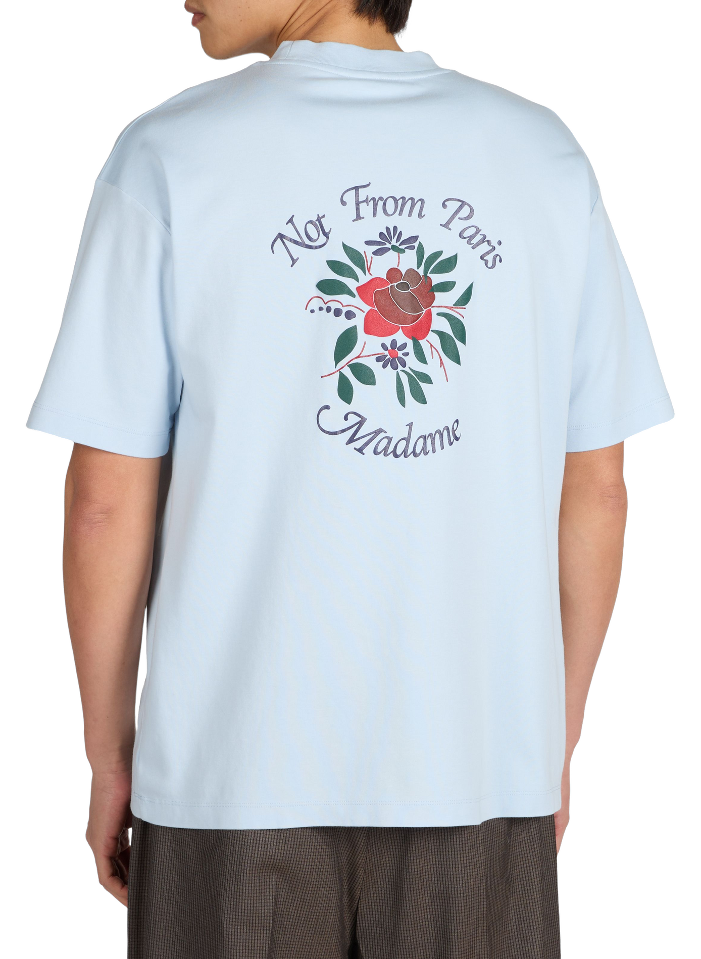 T-shirt sérigraphié à col rond en coton DROLE DE MONSIEUR Bleu