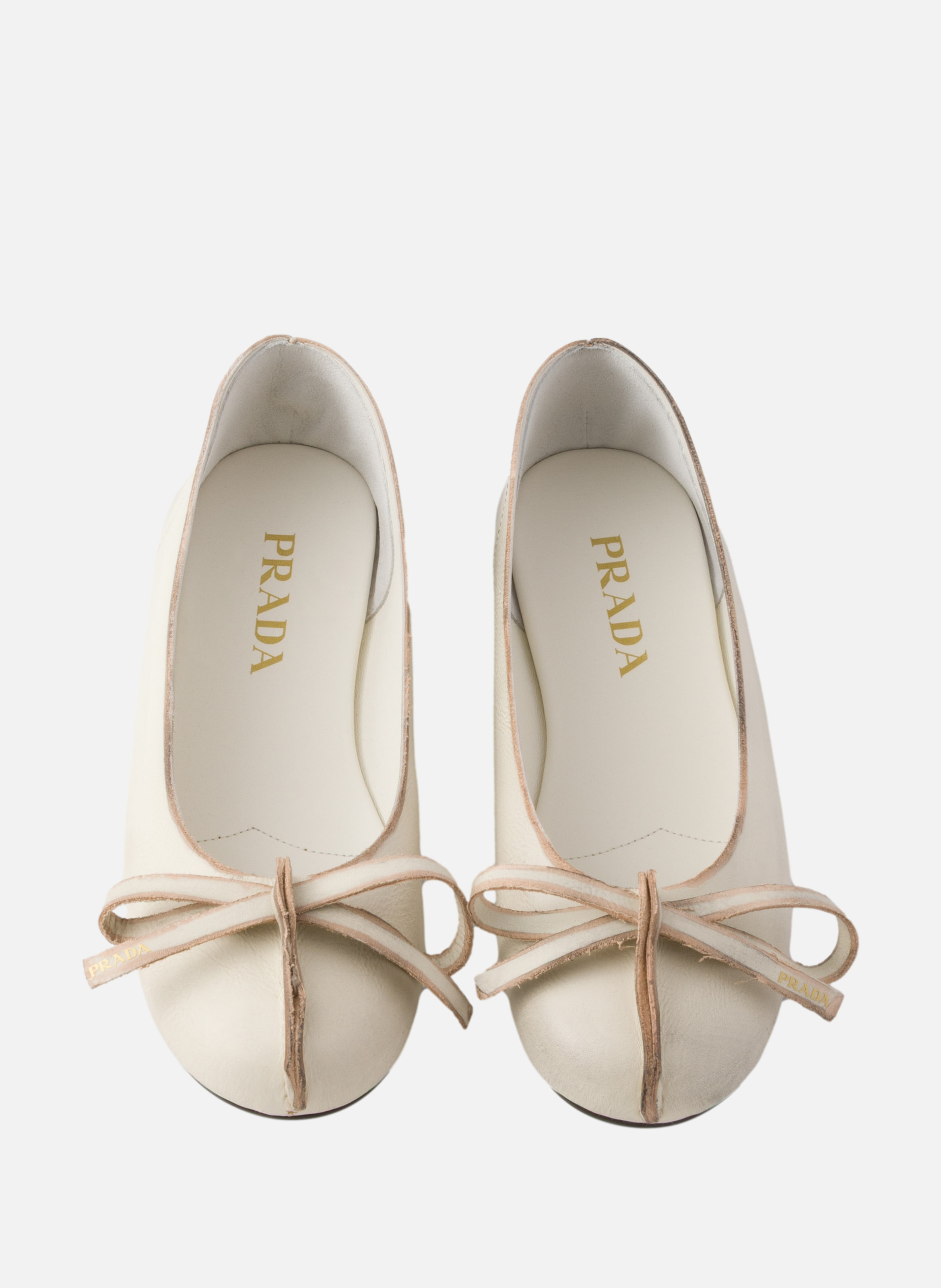 Ballerines en cuir vieilli PRADA Beige