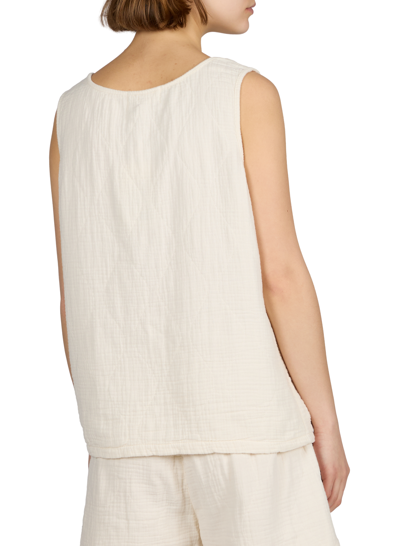 Miami round-neck quilted cotton tank top AOKYANOS Beige