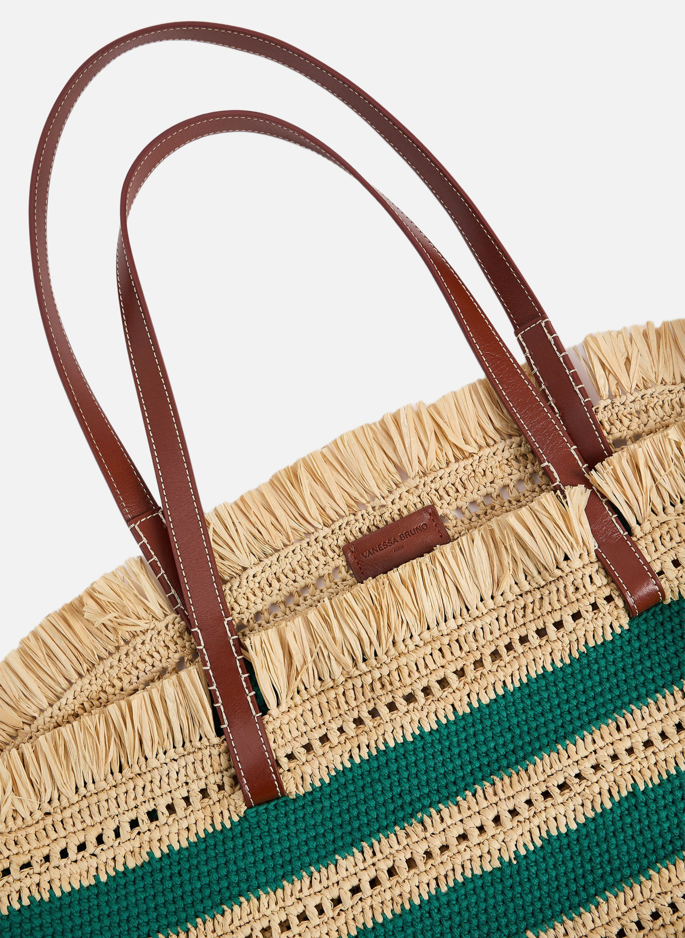 Panier en raphia et coton VANESSA BRUNO Vert