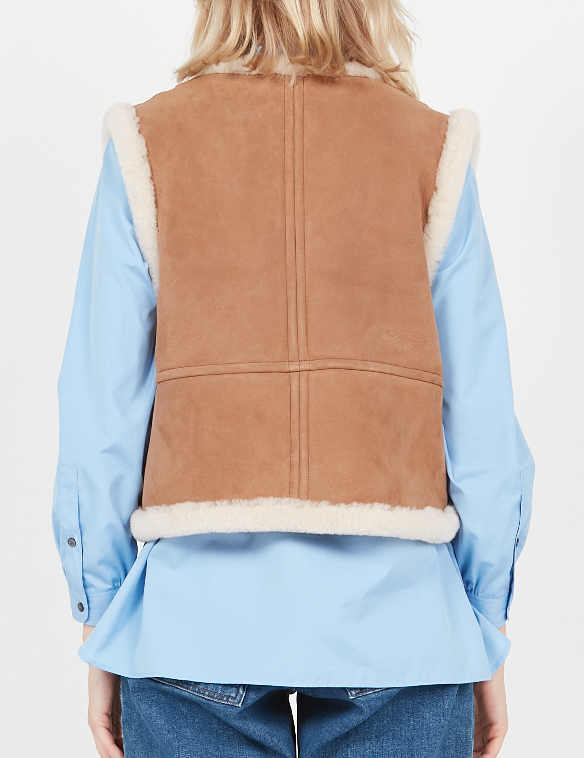 Veste sans manche en peau lainée pyrenees SOEUR Beige
