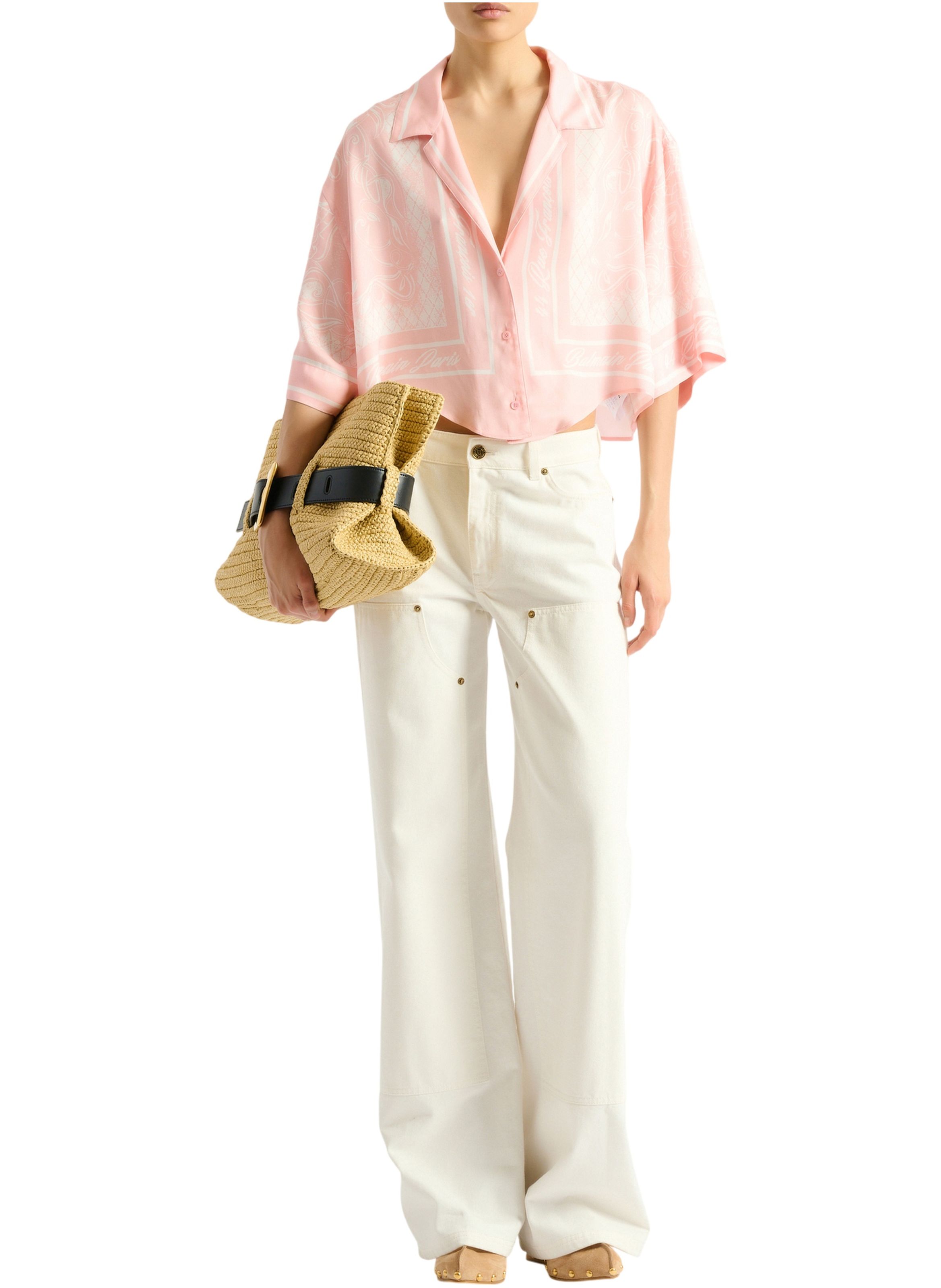 Jean loose en denim BALMAIN Blanc